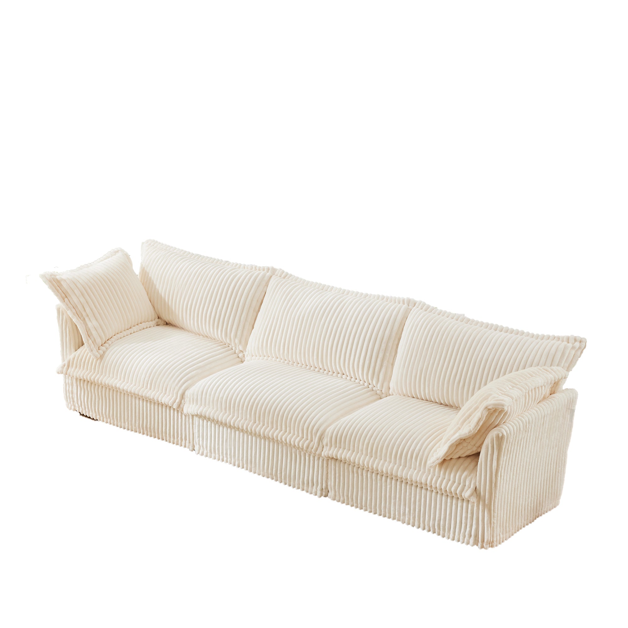 Pierce Modern Cream Corduroy 3-Seater Cloud Sofa - MidinMod