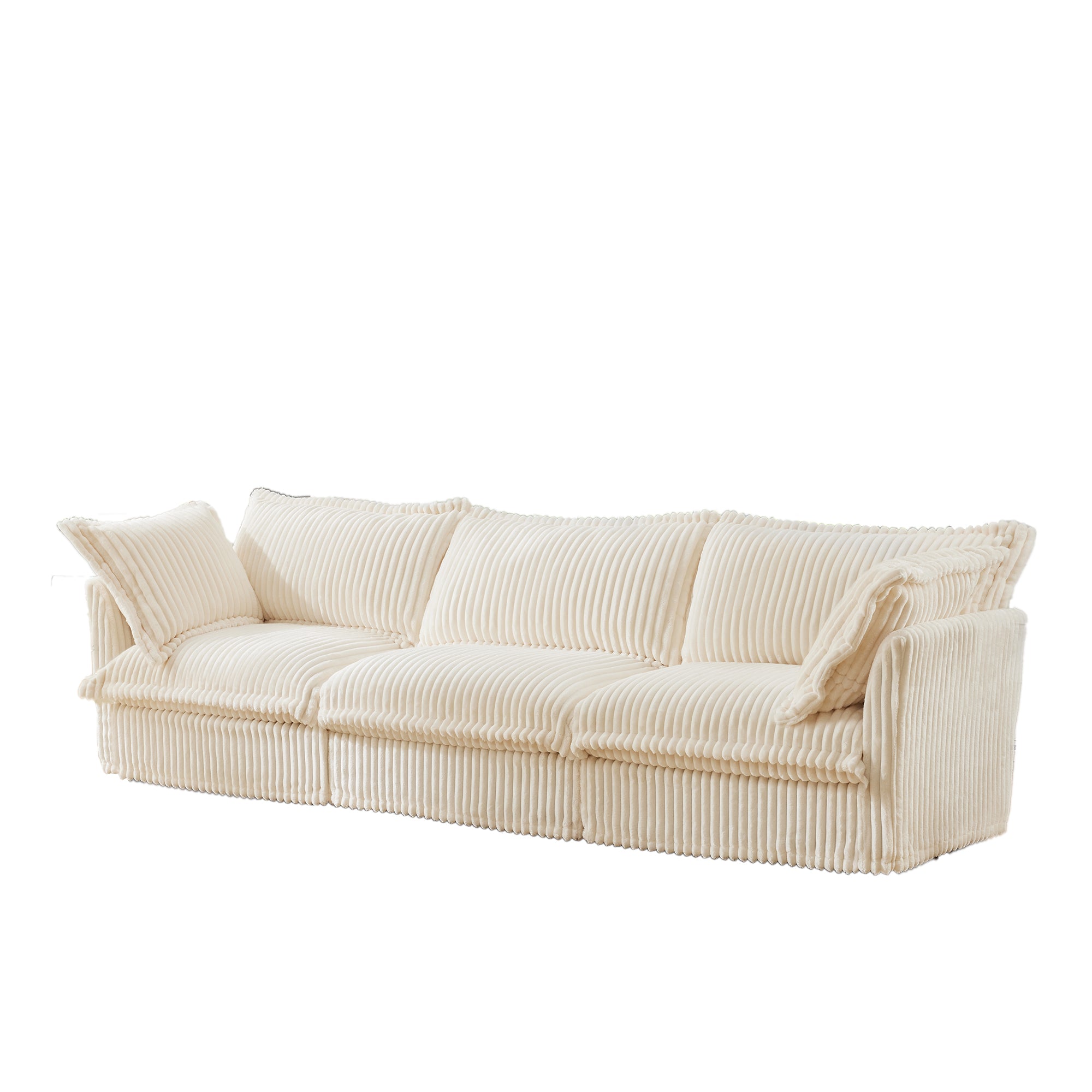 Pierce Modern Cream Corduroy 3-Seater Cloud Sofa - MidinMod