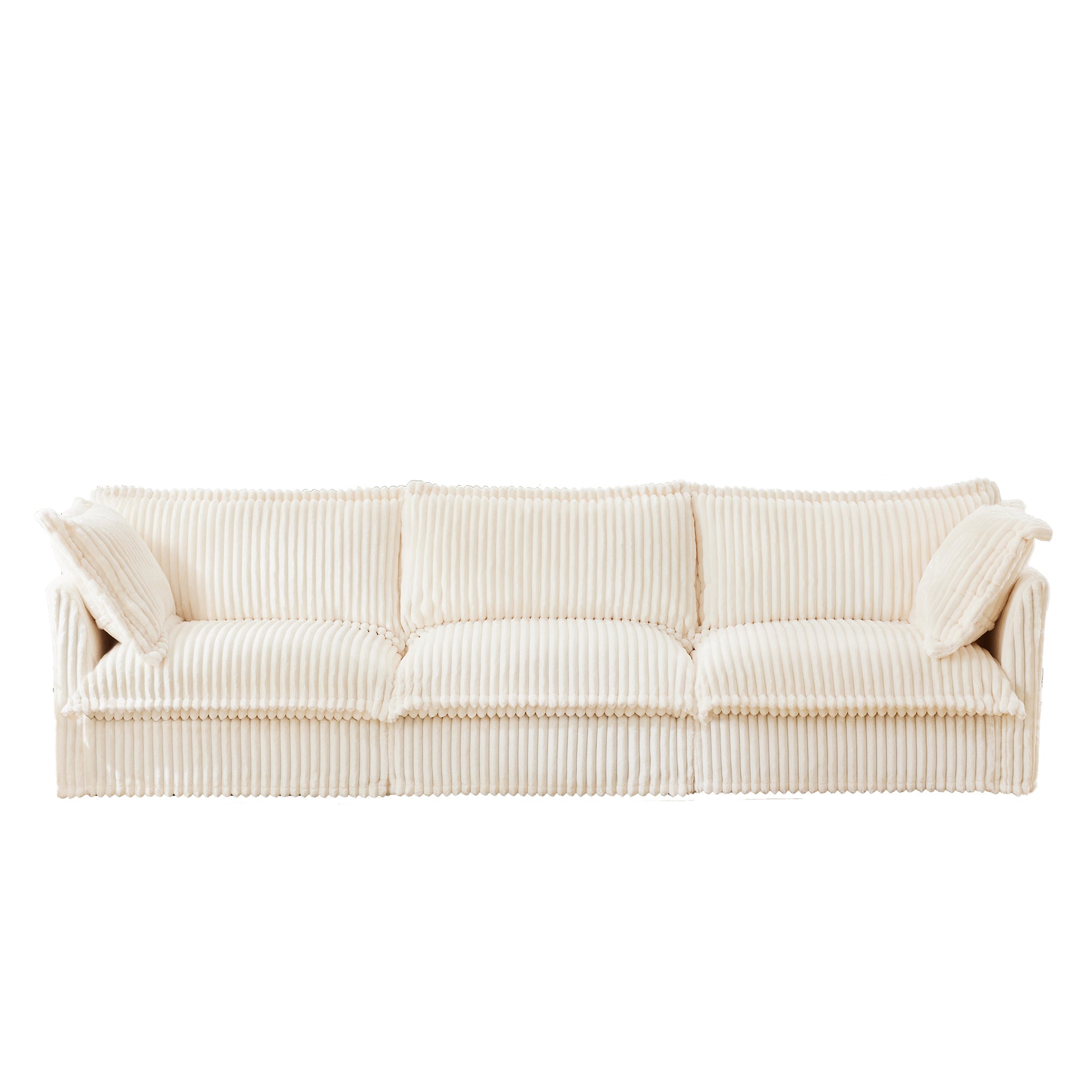 Pierce Modern Cream Corduroy 3-Seater Cloud Sofa - MidinMod