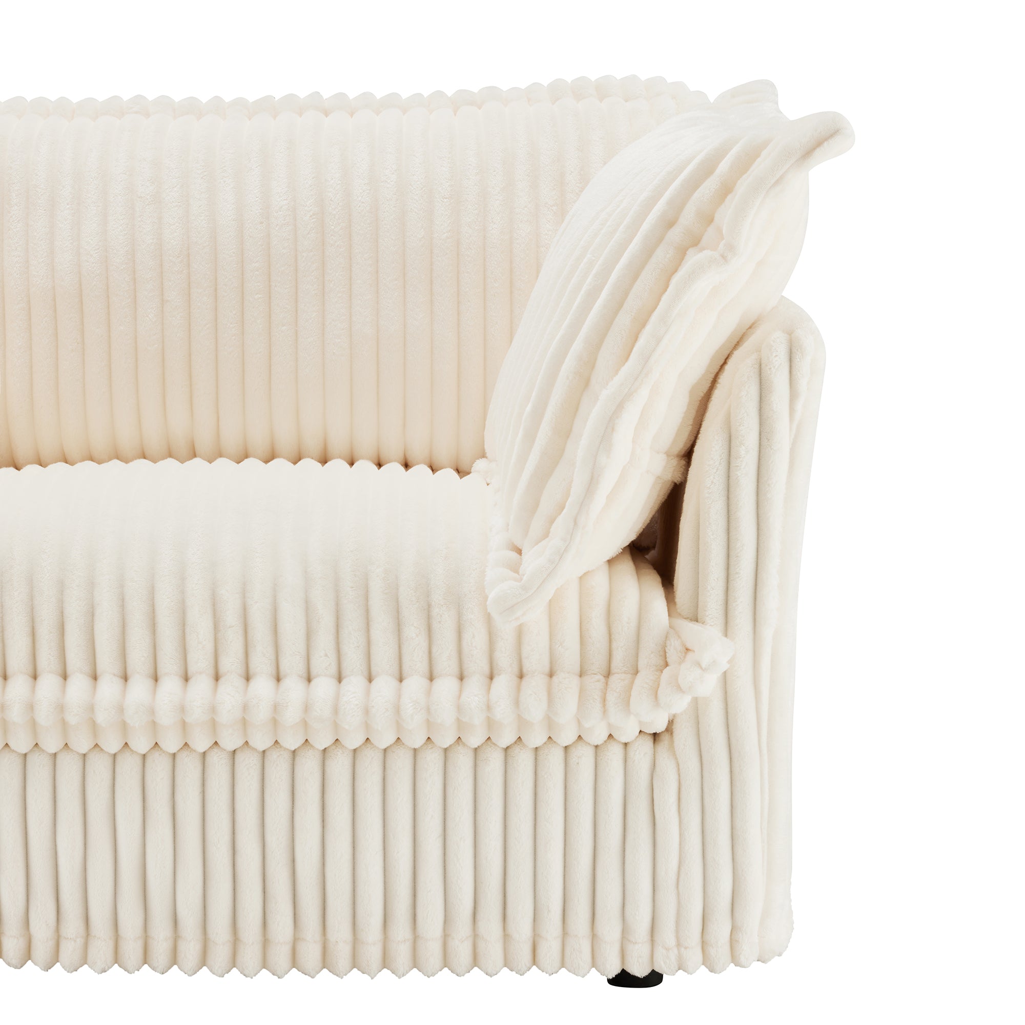 Pierce Modern Cream Corduroy 3-Seater Cloud Sofa - MidinMod