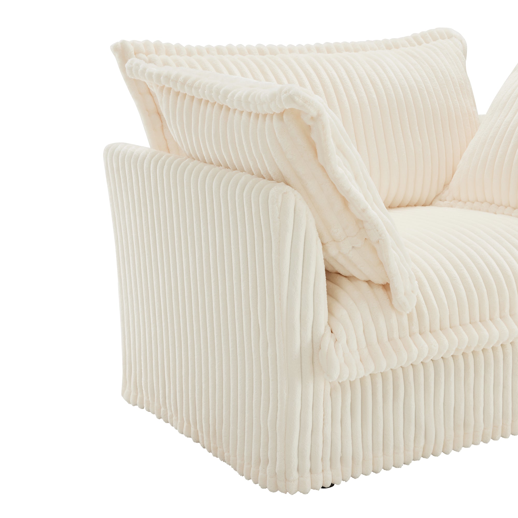 Pierce Modern Cream Corduroy 3-Seater Cloud Sofa - MidinMod