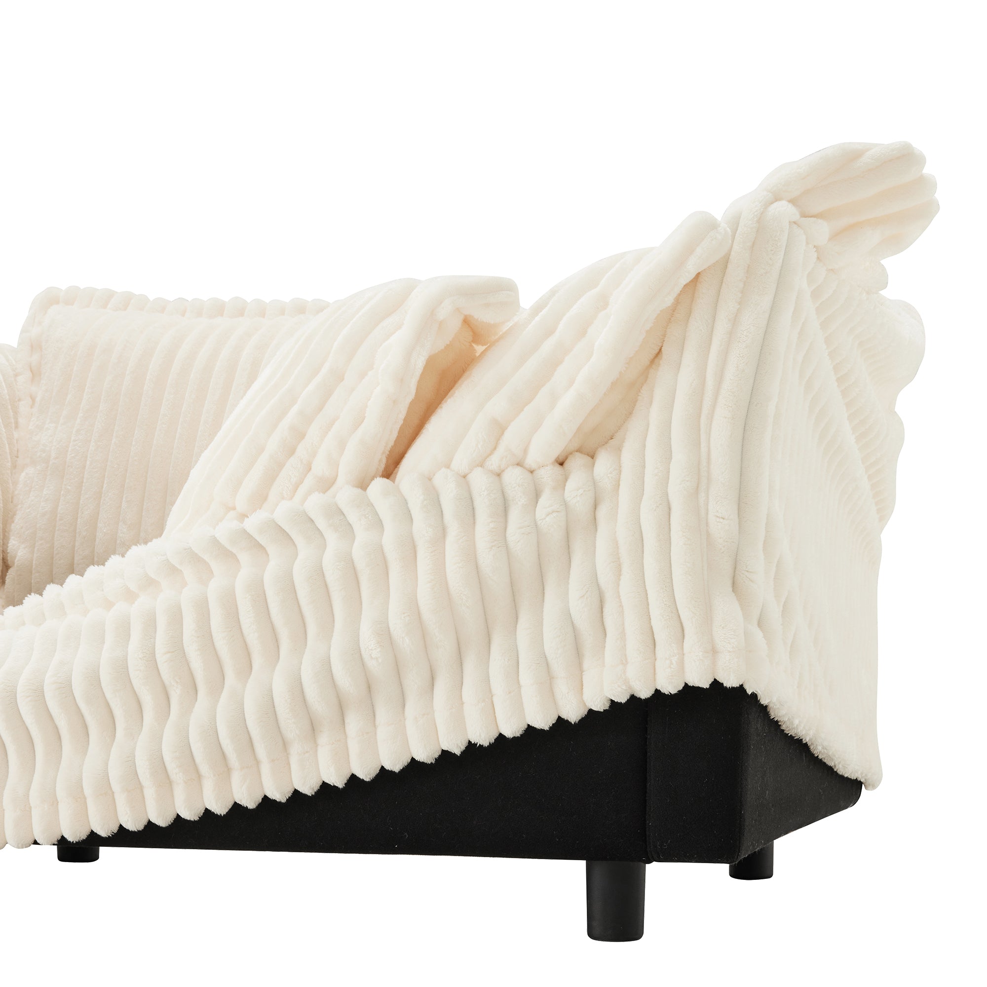 Pierce Modern Cream Corduroy 3-Seater Cloud Sofa - MidinMod