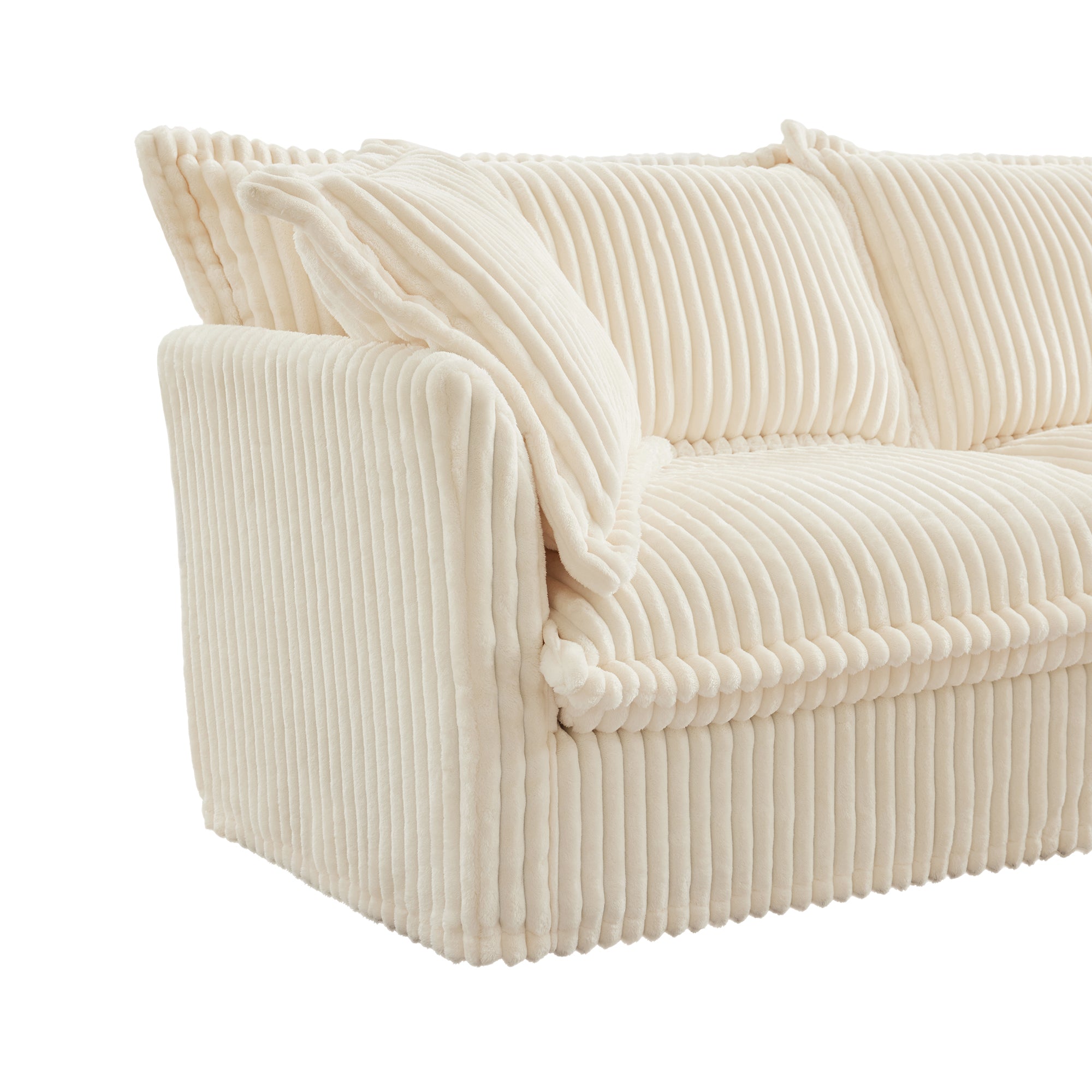 Pierce Modern Cream Corduroy 3-Seater Cloud Sofa - MidinMod