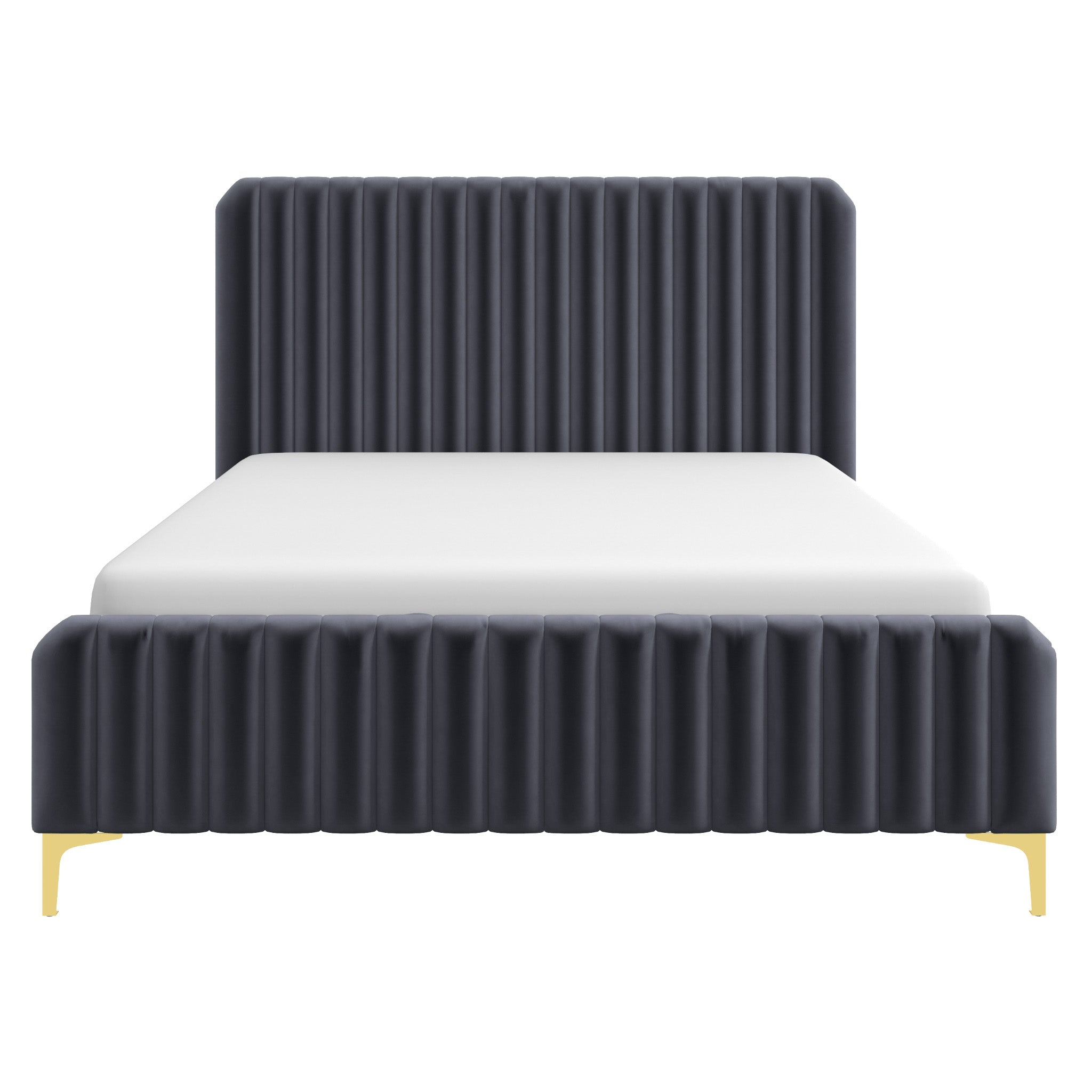 Angela Queen Grey Velvet Platform Bed - MidinMod