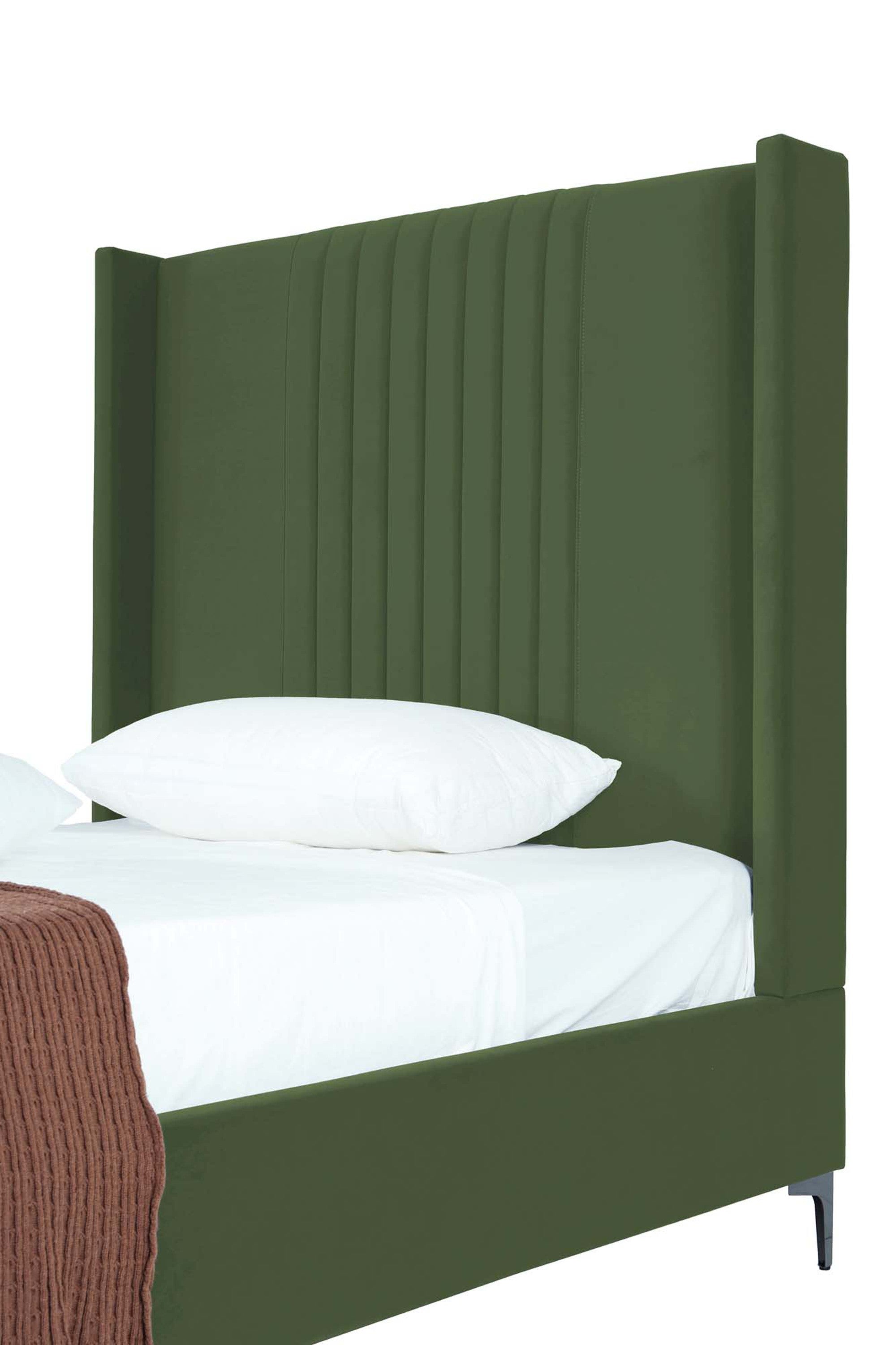 Promenade 53" Bed in Moss Green | Modern Upholstered Velvet Platform Bed | MidinMod