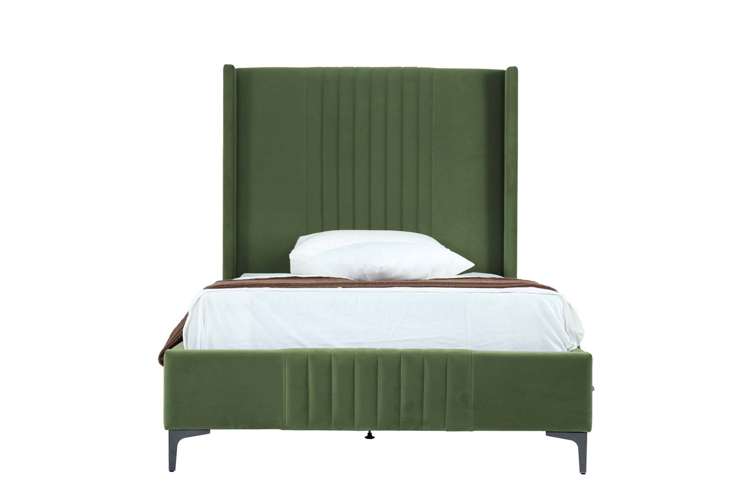 Promenade 53" Bed in Moss Green | Modern Upholstered Velvet Platform Bed | MidinMod