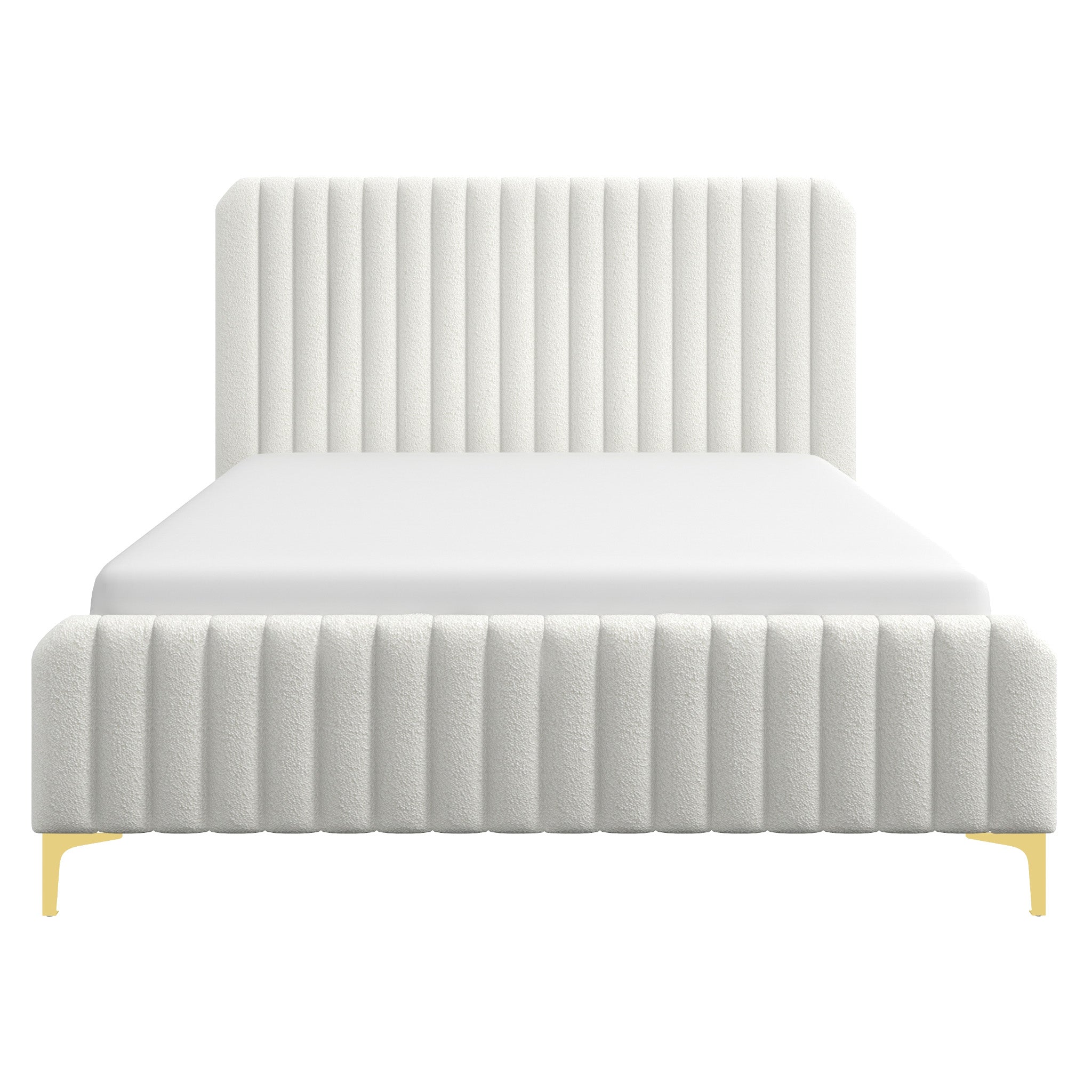 Angela Queen Cream Boucle Platform Bed - MidinMod