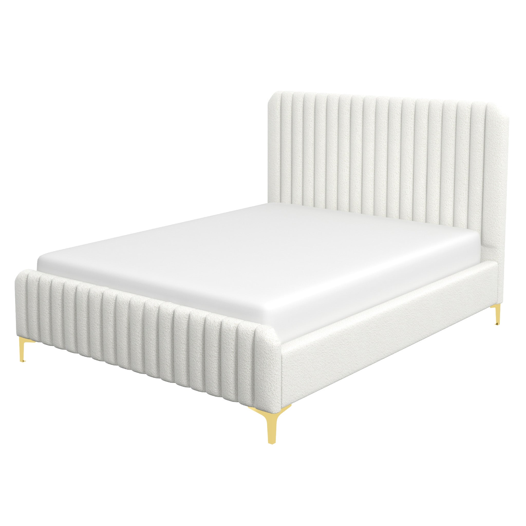 Angela Queen Cream Boucle Platform Bed - MidinMod