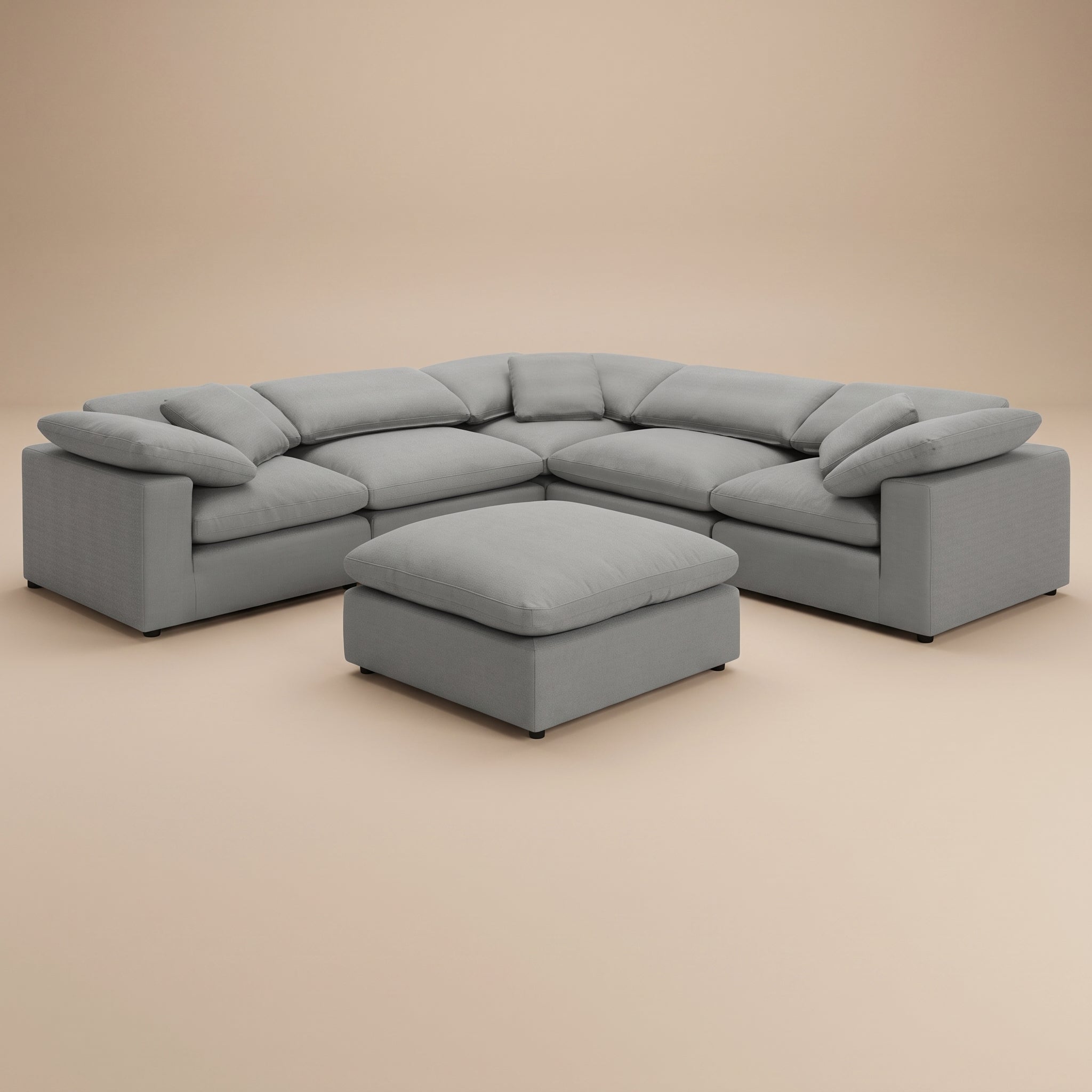 Raleigh 6-piece Boucle Upholstered Modular Sectional Grey