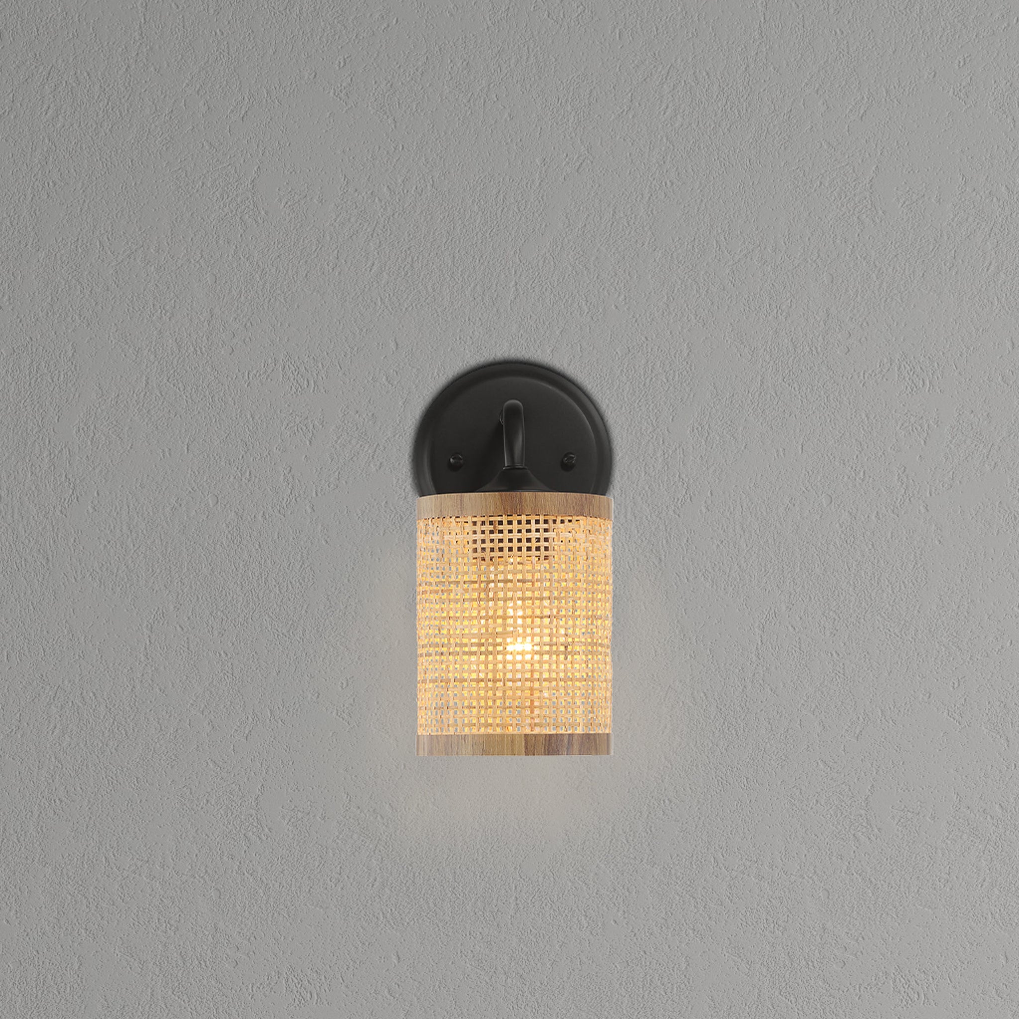 Reef Single Lights Wall Sconce With Natural Rattan Shade Rustic Wicker Wall Light - MidinMod