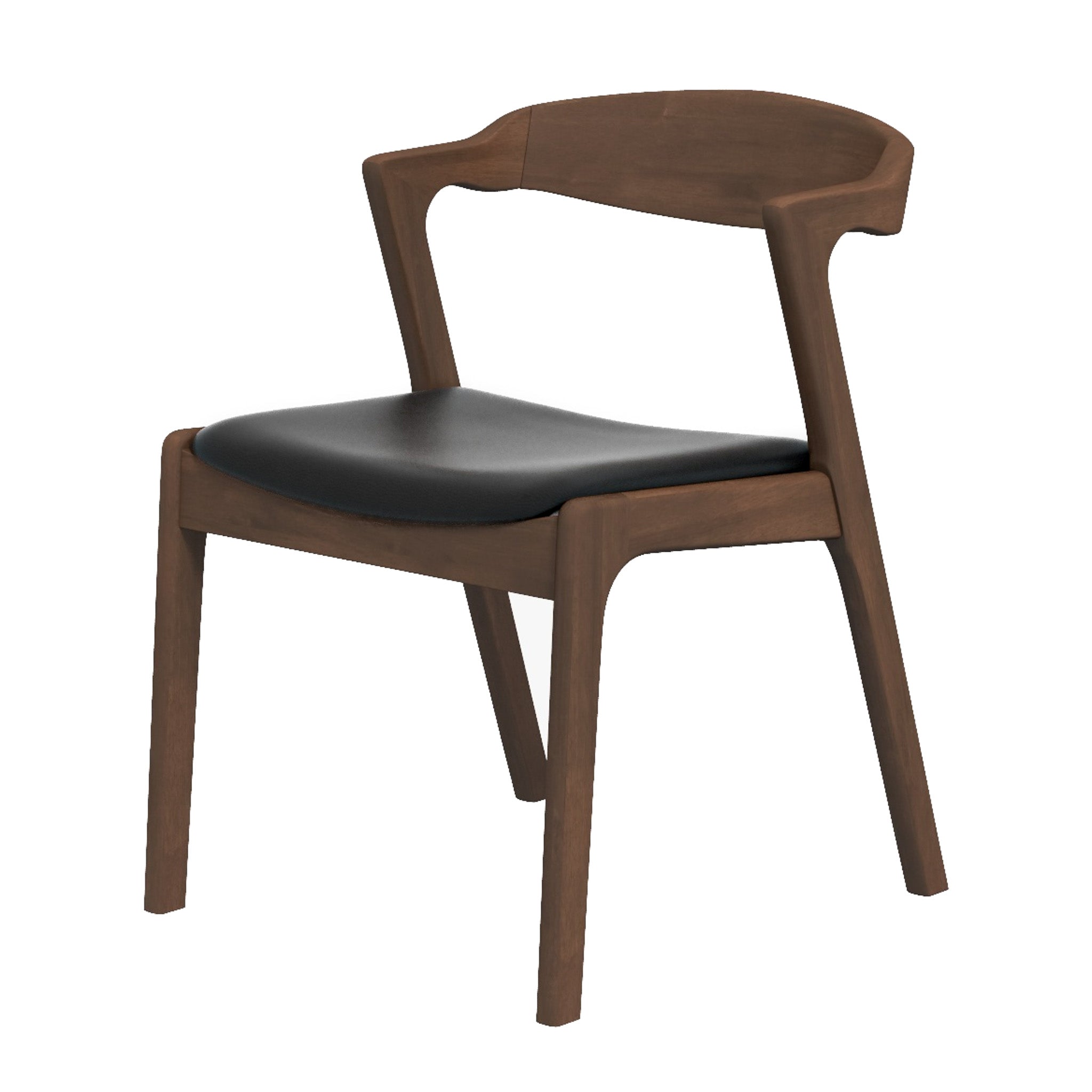 Reggie Dining Chair Black Leather Set of 2 - MidinMod