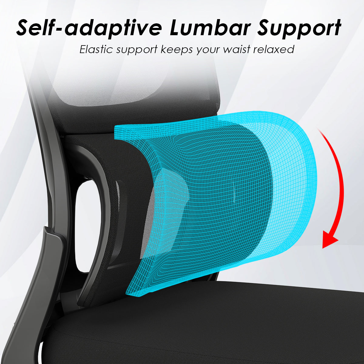 Render Ergonomic Black Mesh Office Chair with Lumbar Support and Flip-Up Arms - MidinMod
