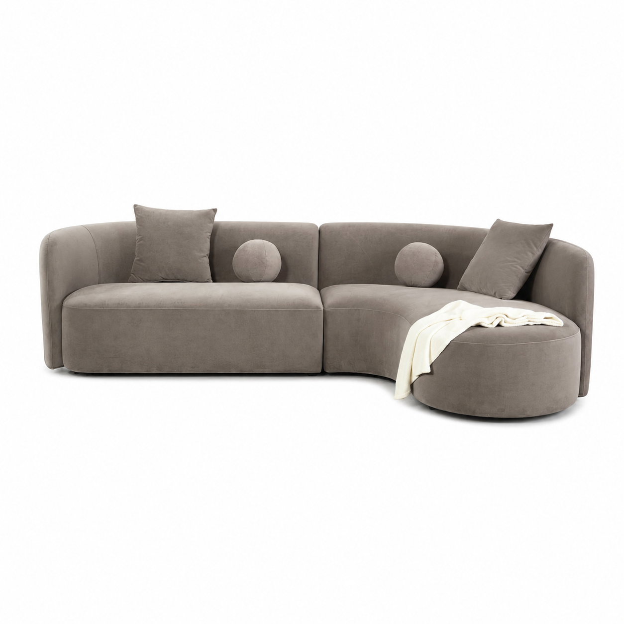 Revello Light Brown Sectional | Contemporary Solid Wood Chenille Sectional Sofa | MidinMod