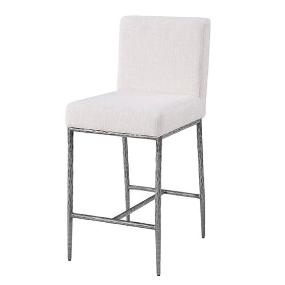 Rilva Gunmetal and White Counter Height Stool | Contemporary Metal Bar Stool | MidinMod