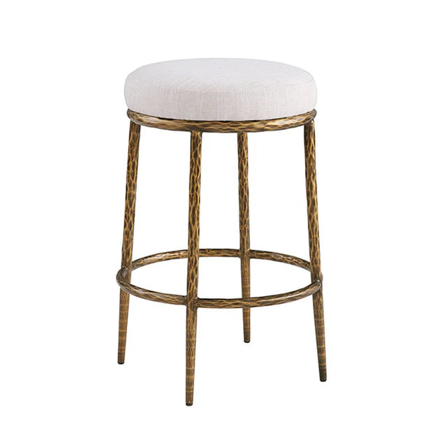 Rilva Matte Gold Backless Round Counter Height Stool | Contemporary Metal Bar Stool | MidinMod