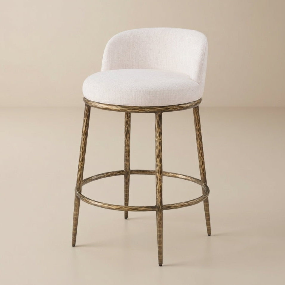 Rilva Matte Gold Counter Height Stool | Contemporary Backless Metal Bar Stool | MidinMod