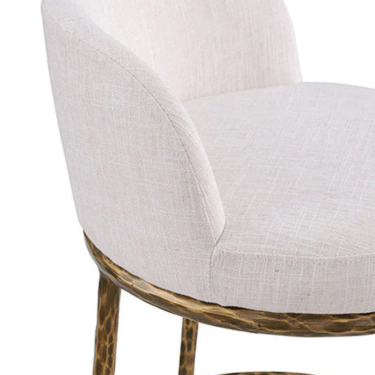 Rilva Matte Gold and White Counter Height Stool | Contemporary Metal Bar Stool | MidinMod