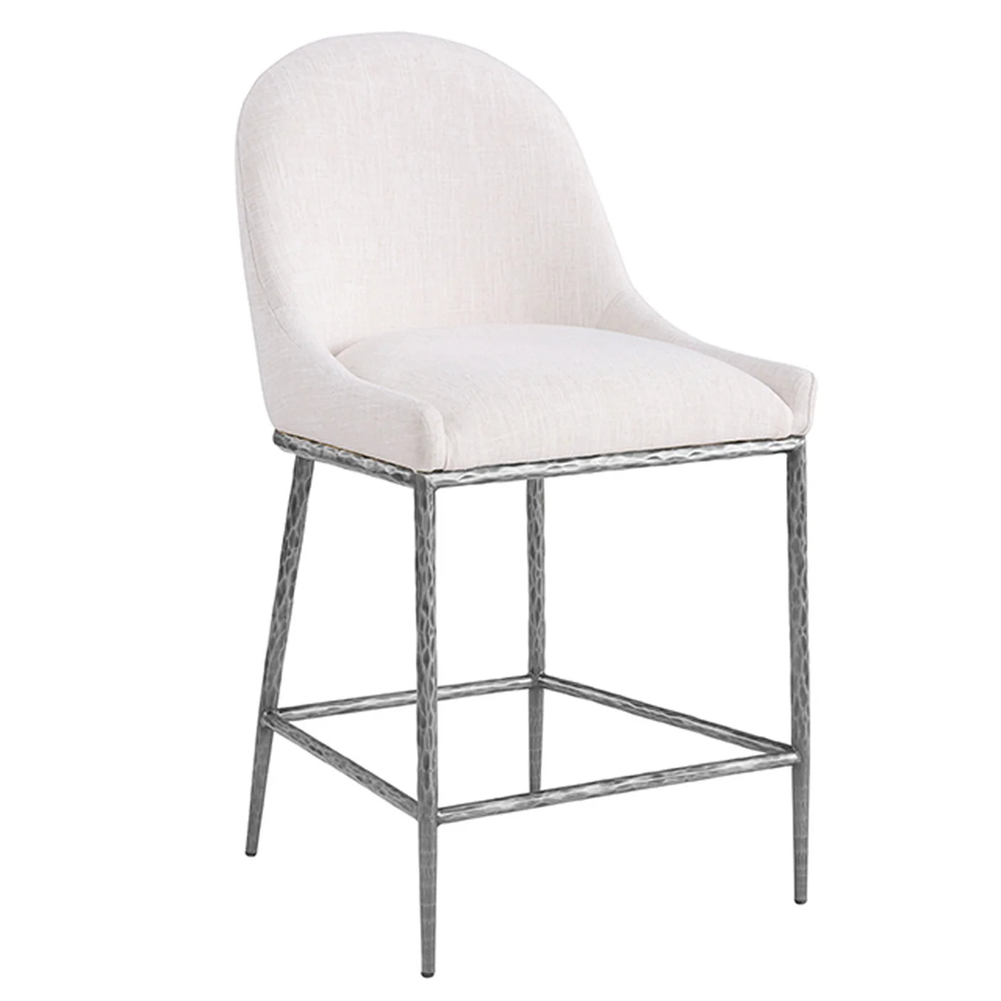 Rilva White and Gunmetal Counter Height Stool | Contemporary Metal Bar Stool | MidinMod