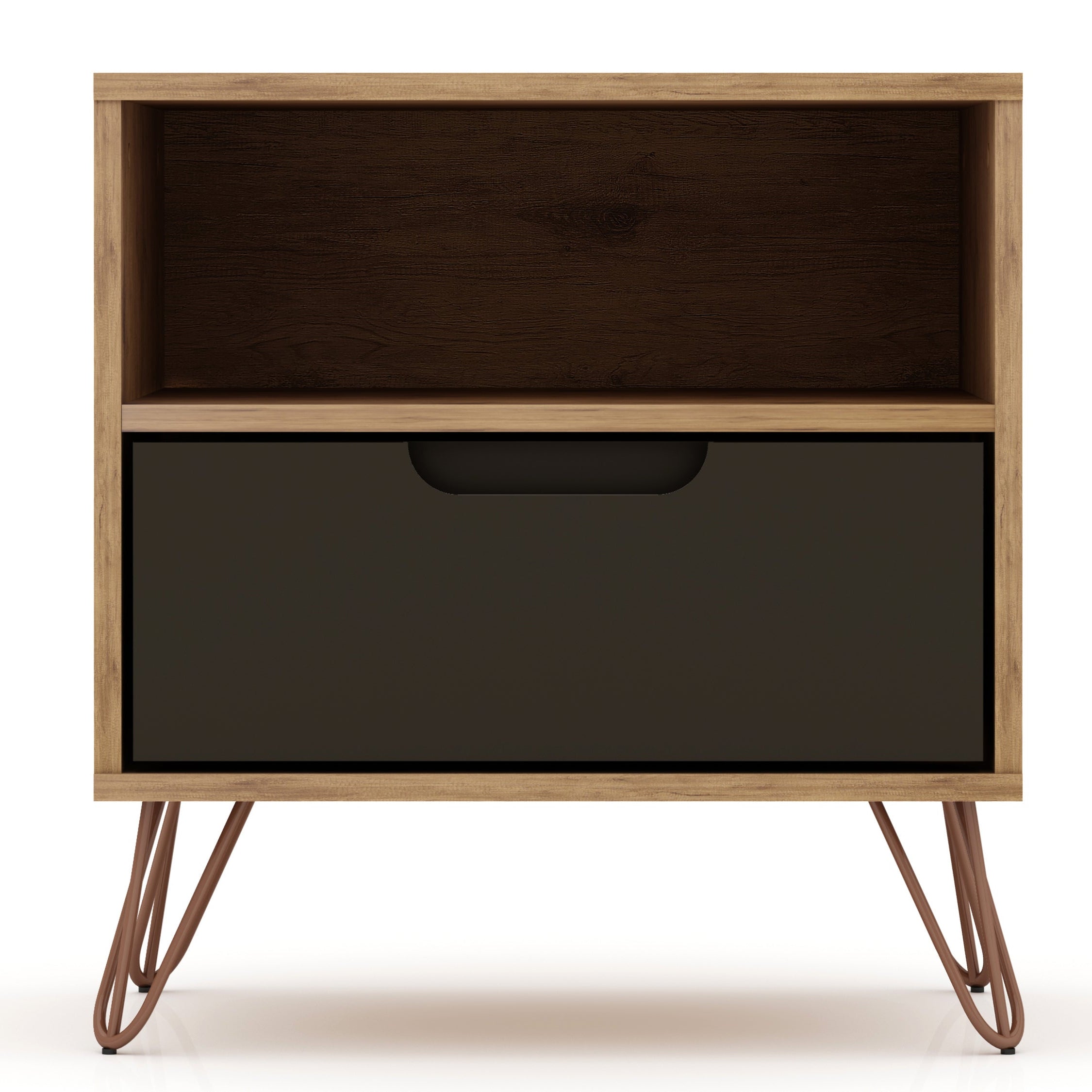 Rockefeller 1.0 Nature and Textured Grey Nightstand