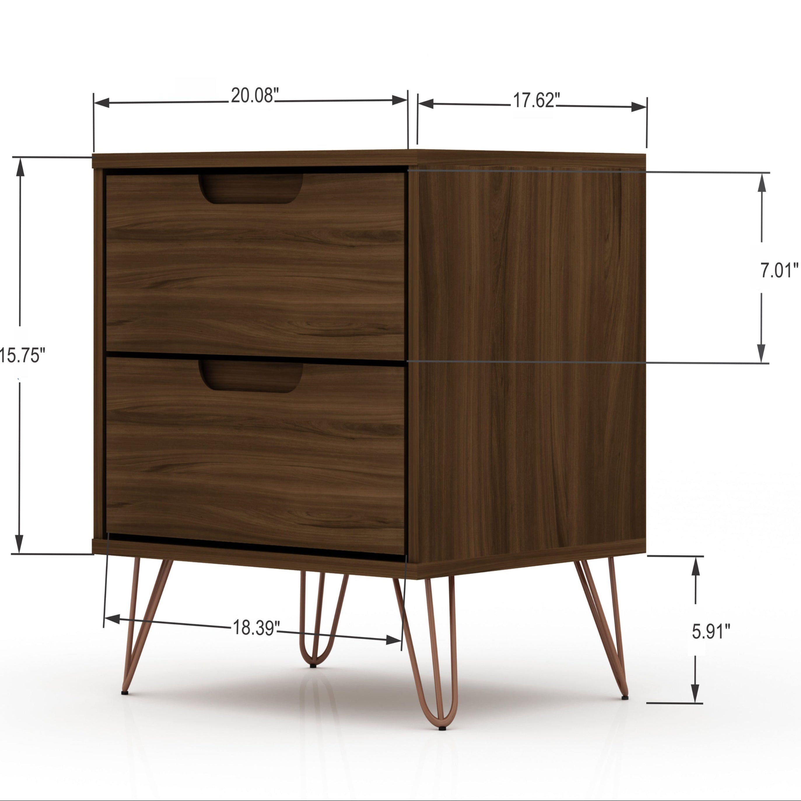 Rockefeller 2.0 Chestnut Brown Nightstand | Modern Bedside Storage | MidinMod