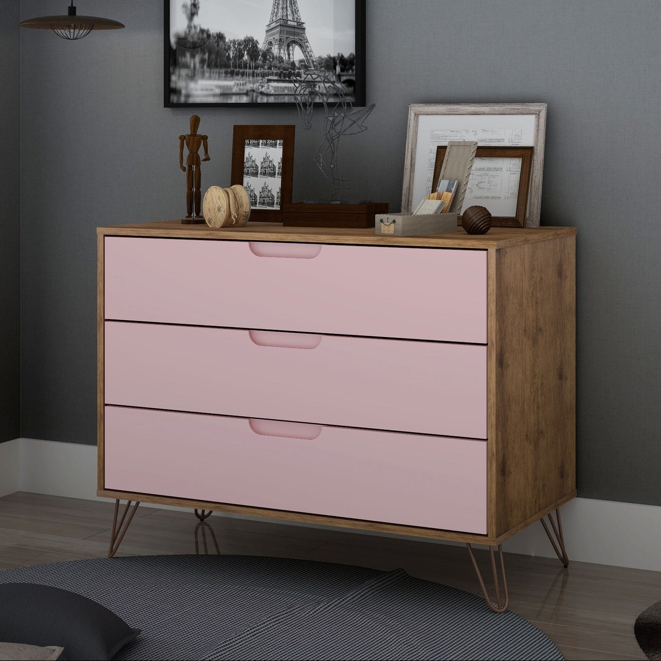 Rockefeller Rose Pink Dresser | Modern Nature Wood & Pink Bedroom Chest | MidinMod