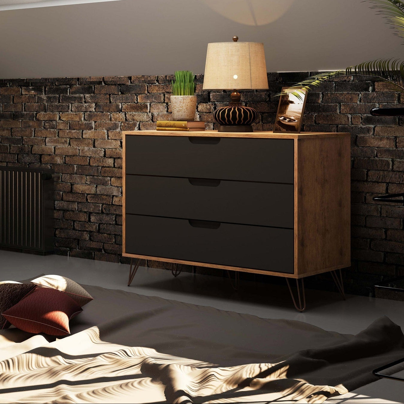 Rockefeller Dresser in Nature and Textured Gray | Modern Mid-Century Storage Chest | MidinMod