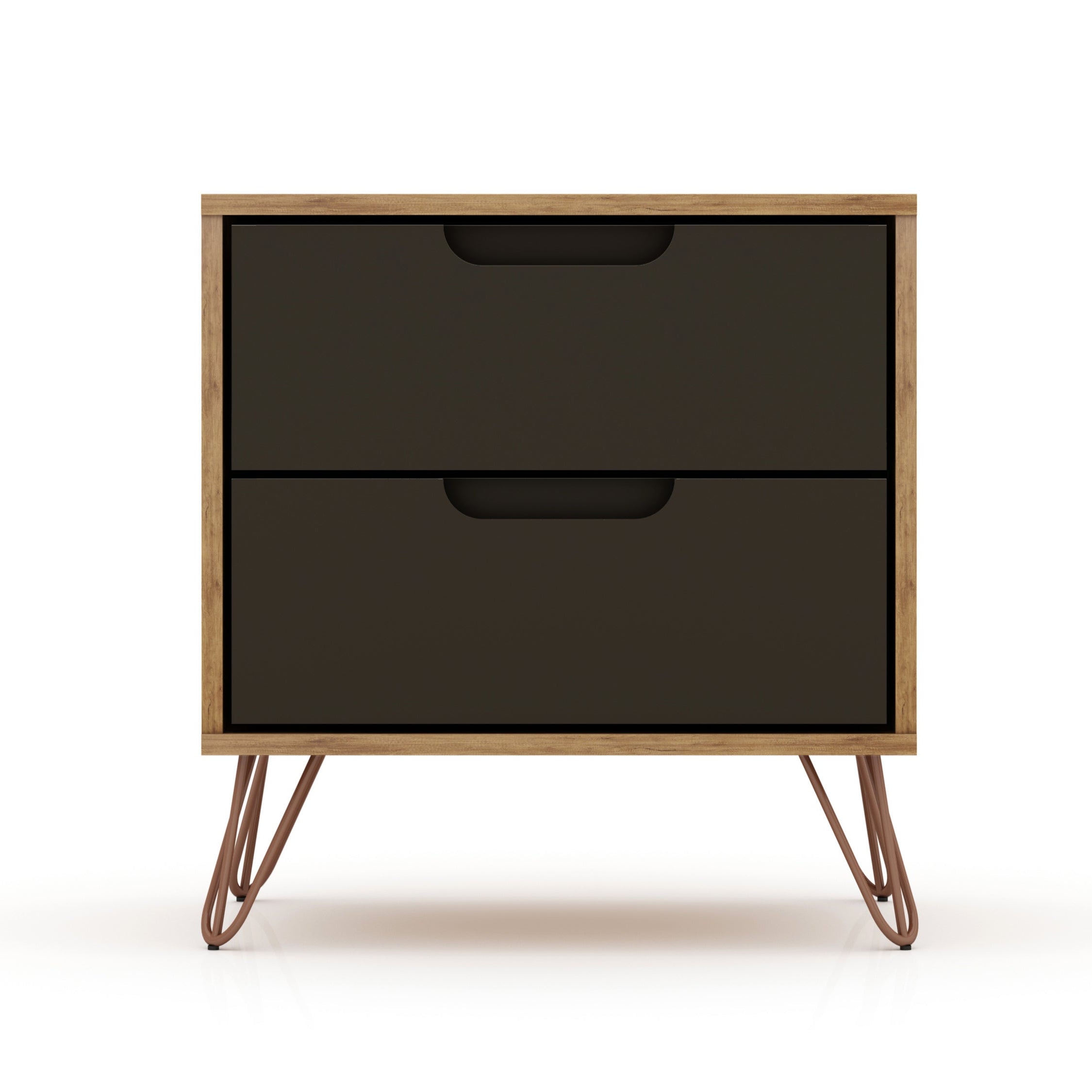 Rockefeller 2.0 Nature & Textured Grey Nightstand | Modern Bedside Storage | MidinMod