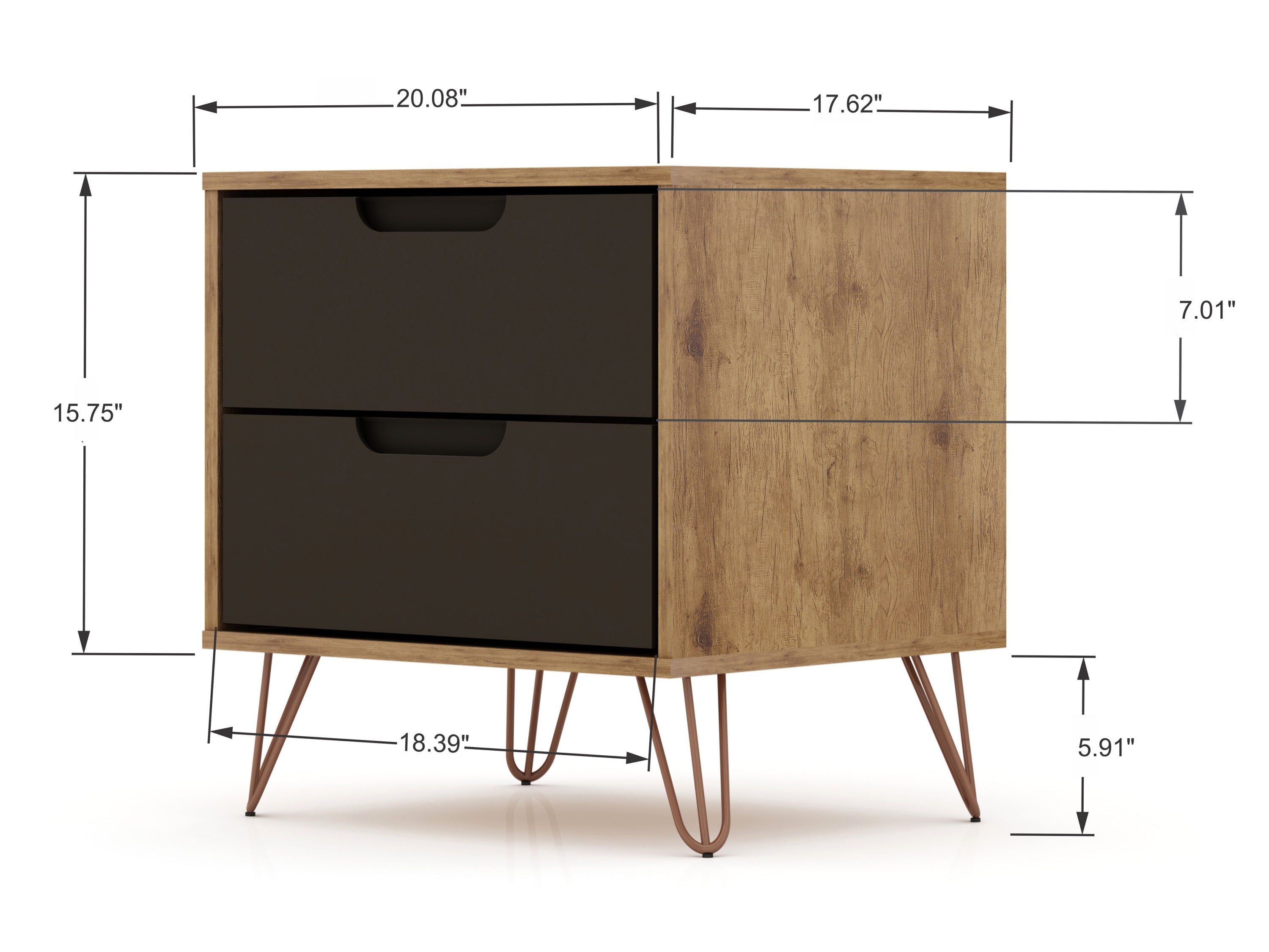 Rockefeller 2.0 Nature & Textured Grey Nightstand | Modern Bedside Storage | MidinMod