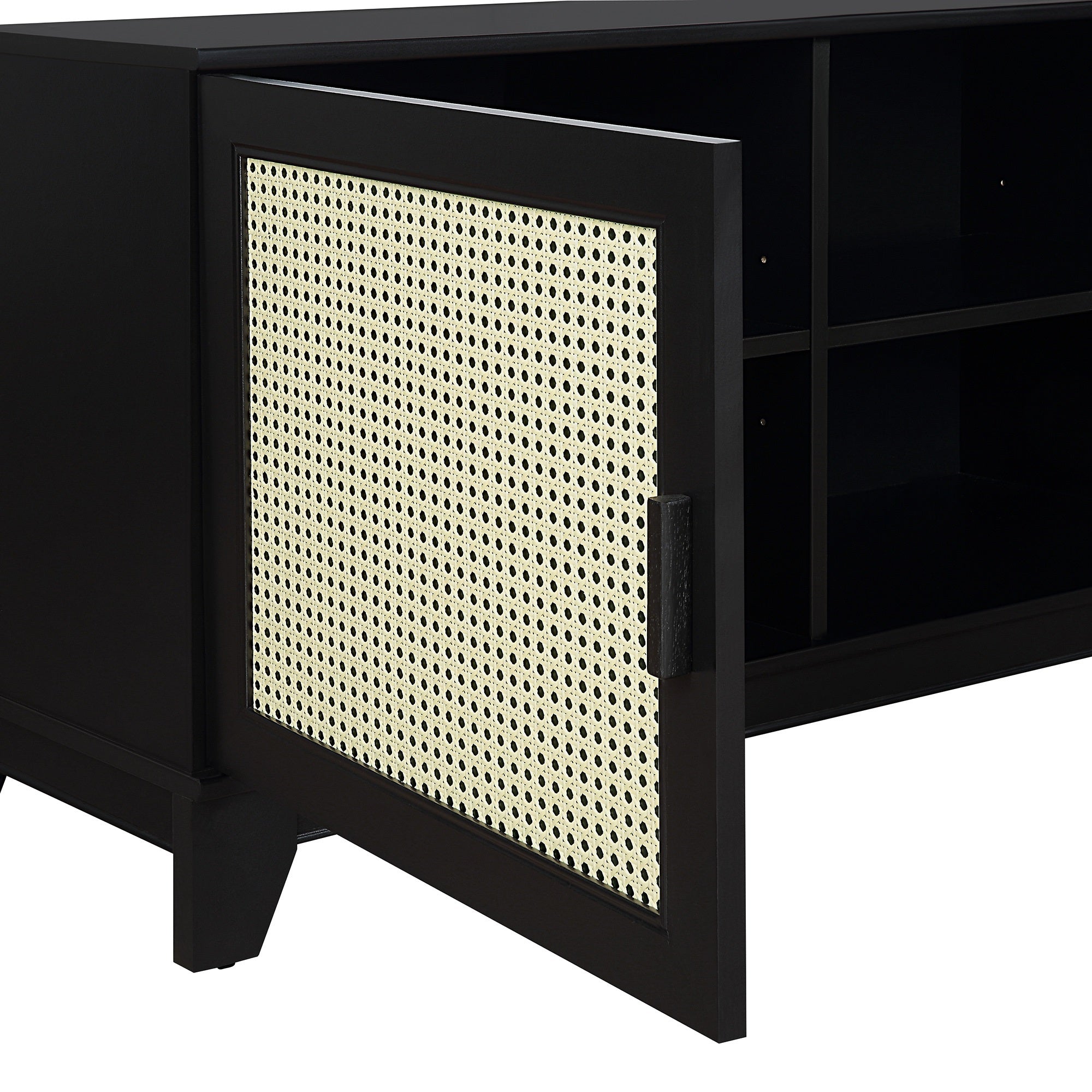 Sheridan Modern Black Solid Wood TV Stand | Streamlined Media Console | MidinMod