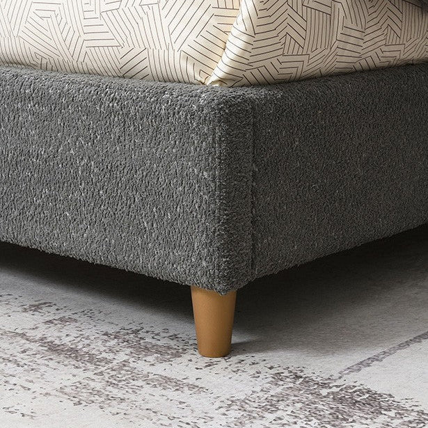 Stavern Gray Eastern King Bed | Contemporary Boucle Platform Bed