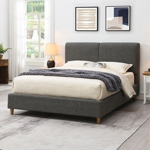 Stavern Gray Eastern King Bed | Contemporary Boucle Platform Bed