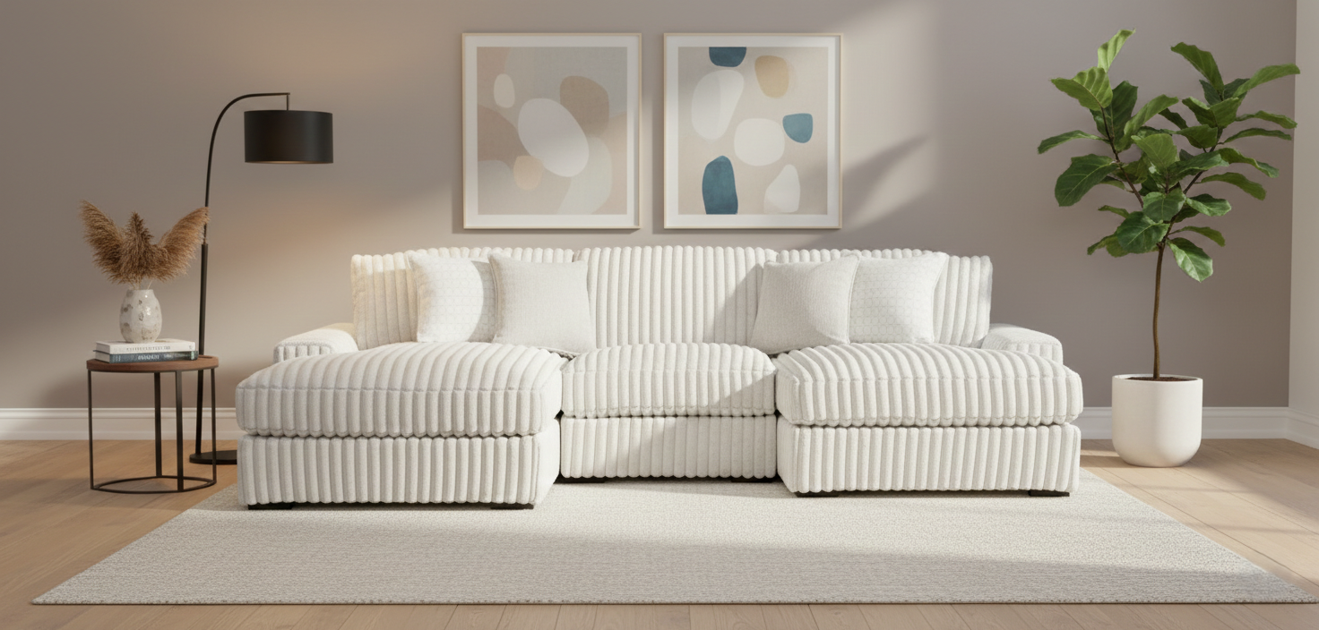 Stupendous 3-Piece Sectional with Double Chaise