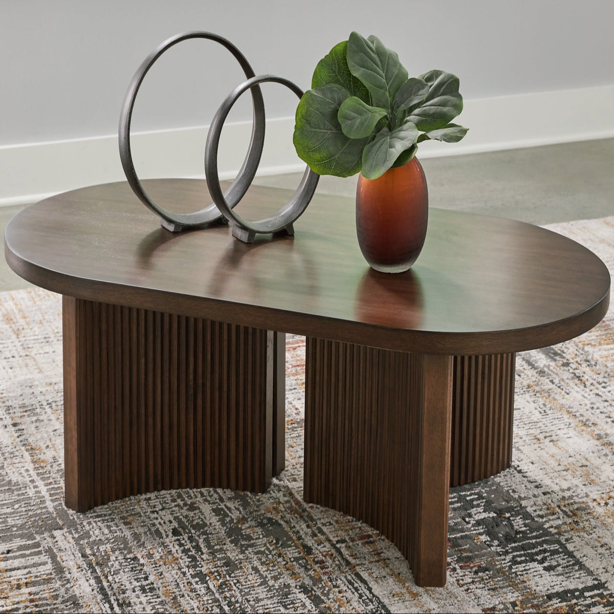 Korestone Oval Cocktail Table - Brown