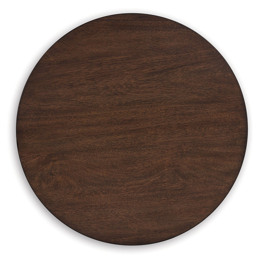 Korestone Round End Table - Brown