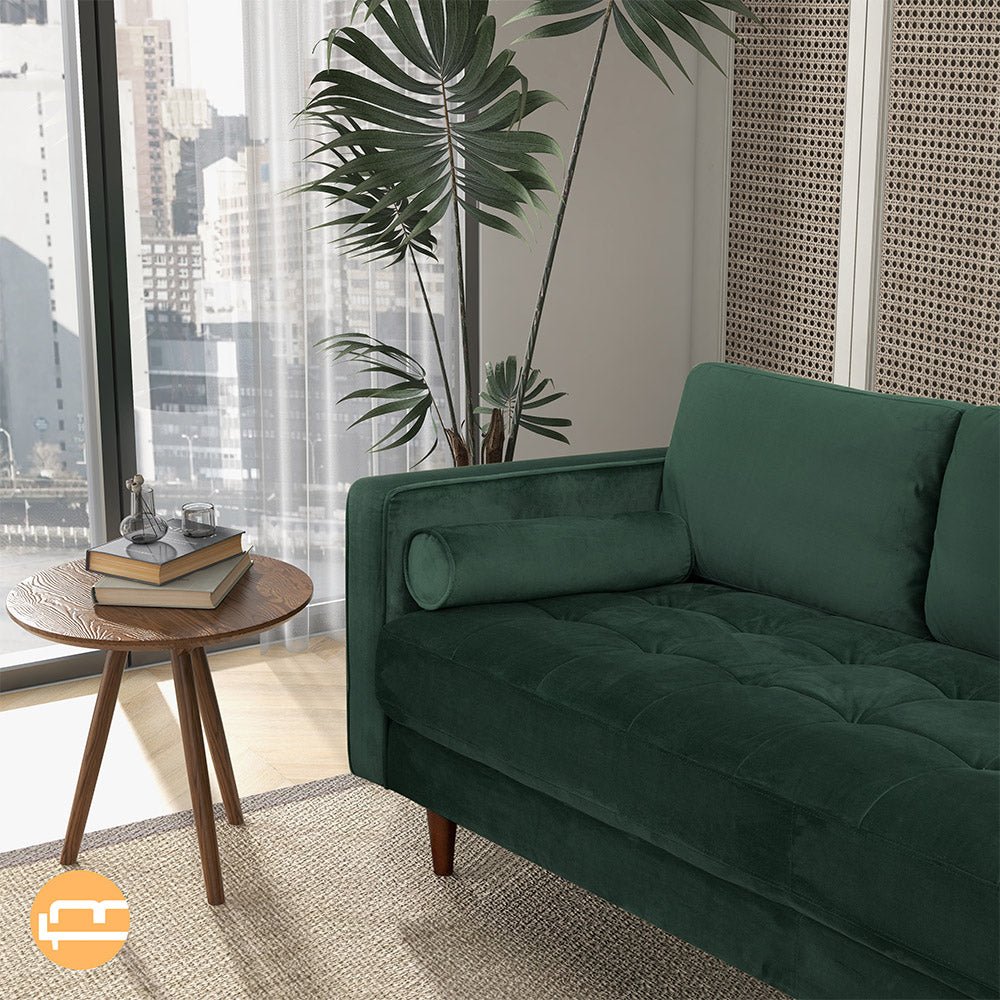Tessa Dark Green Velvet Sofa 84" - MidinMod Houston Tx Mid Century Furniture Store - Sofas 4