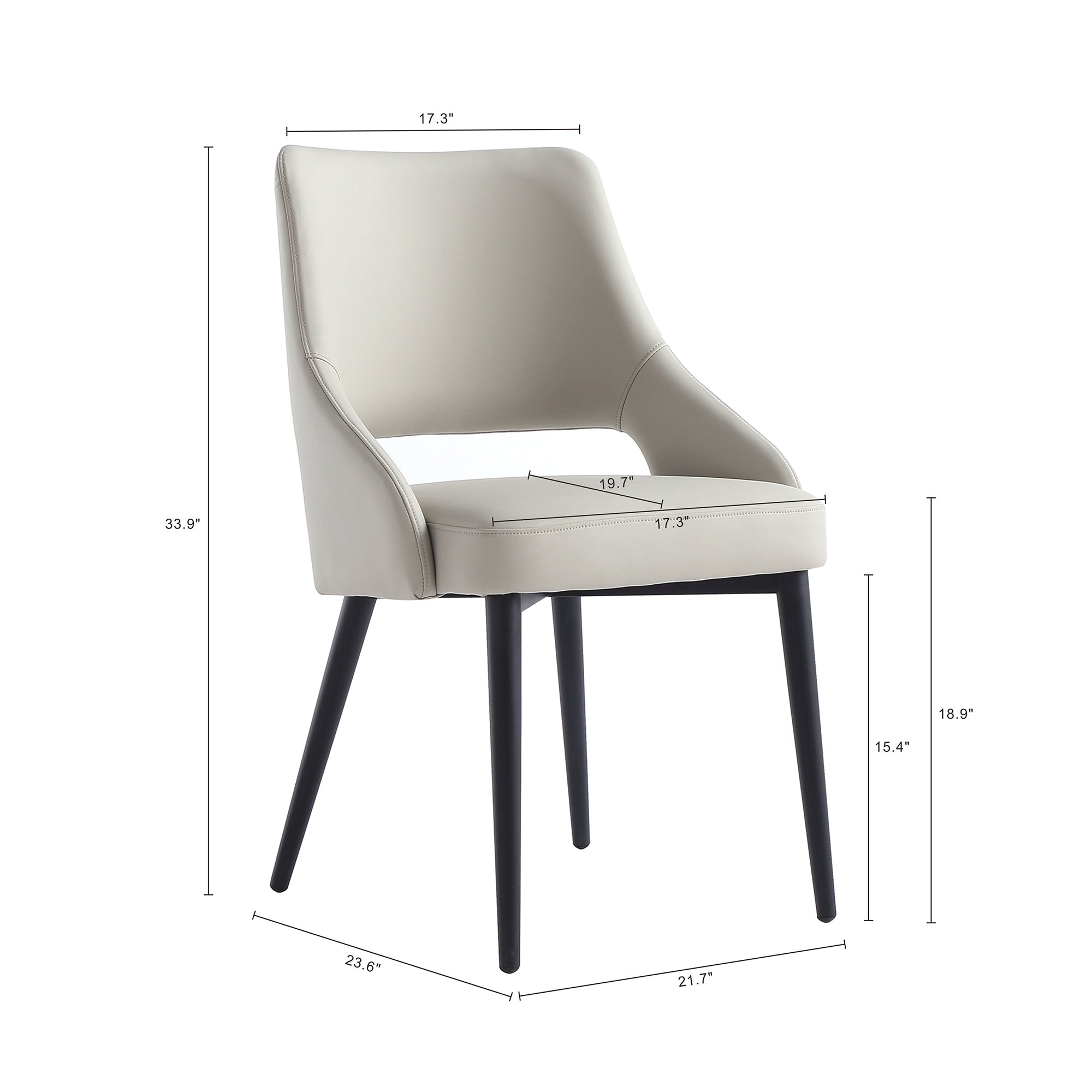 Tremont Stone Gray Dining Chair | Modern Leather Upholstered Seating | MidinMod