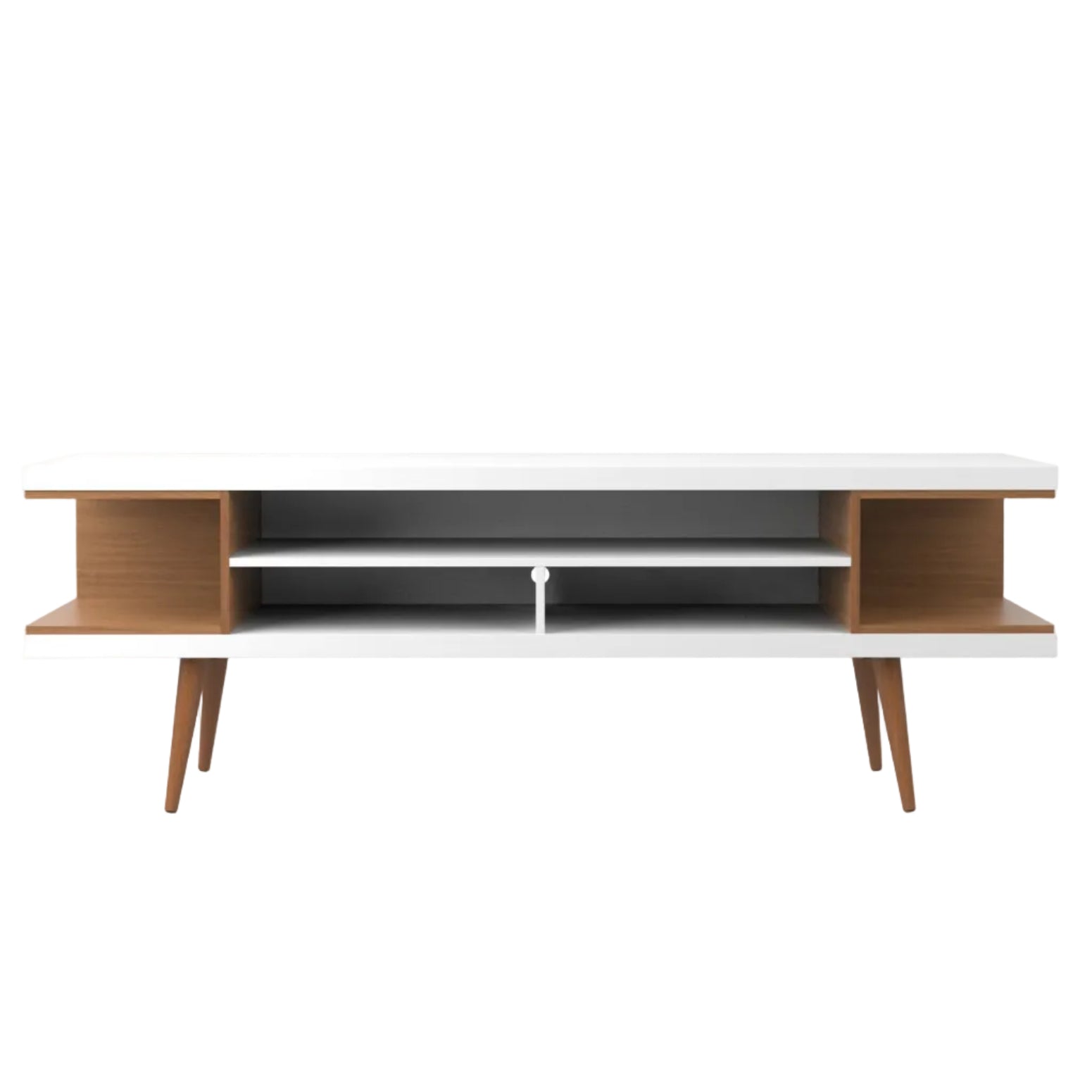 Utopia 71" TV Stand | Modern White & Maple Cream Media Console | MidinMod