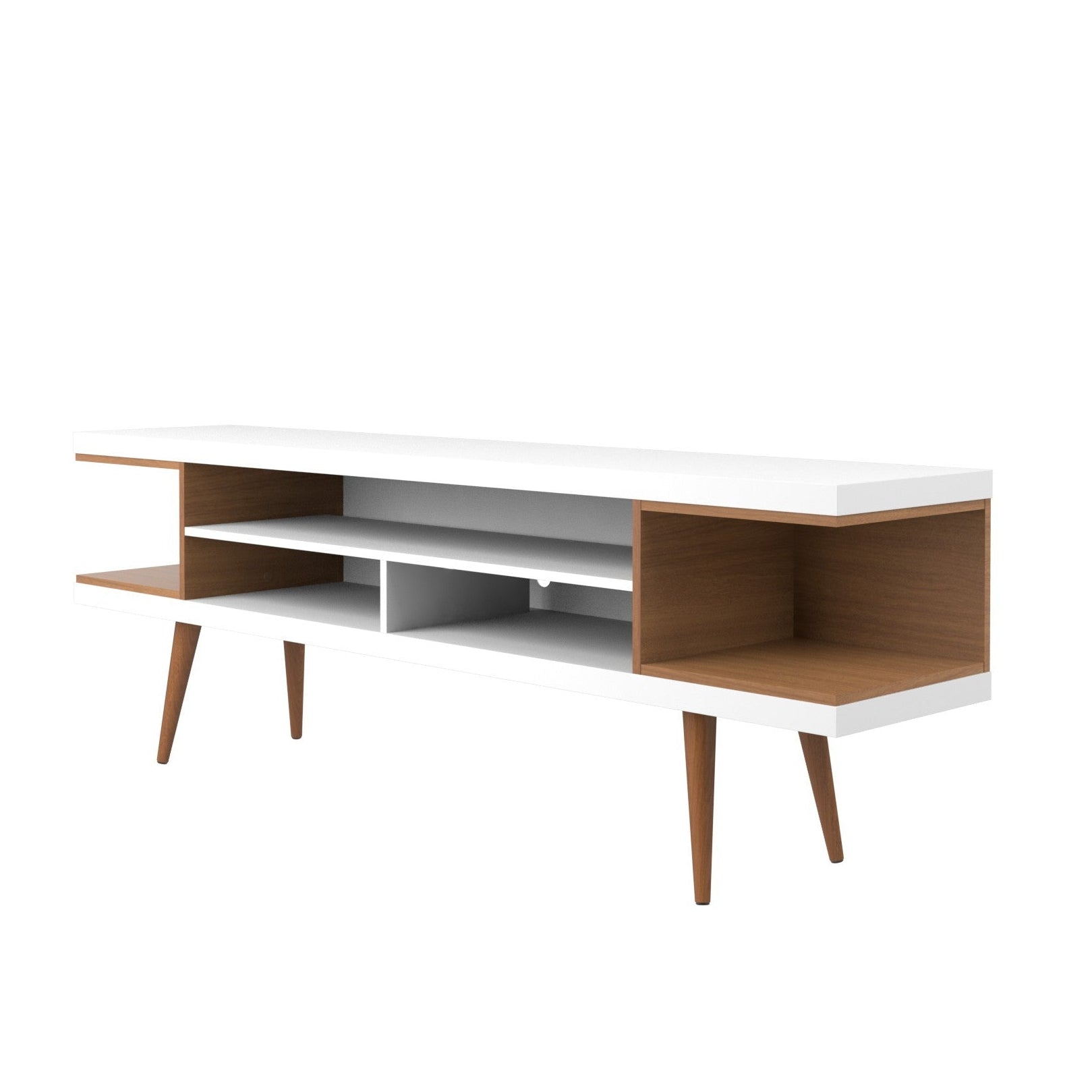 Utopia 71" TV Stand | Modern White & Maple Cream Media Console | MidinMod