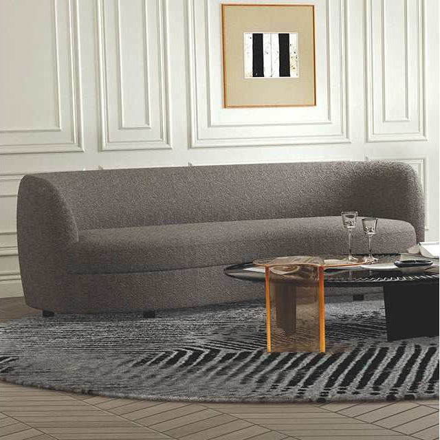 Versoix Charcoal Gray Sofa | Contemporary Curved Boucle Kidney Sofa | MidinMod