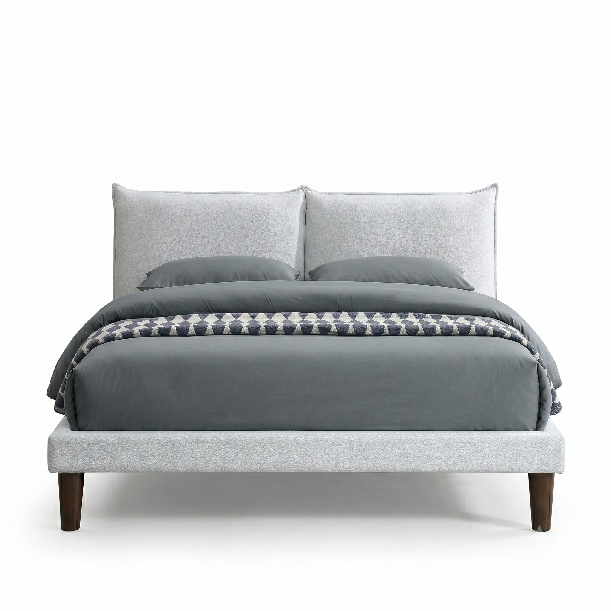 Verwood Light Gray Full Bed | Contemporary Solid Wood Platform Bed | MidinMod