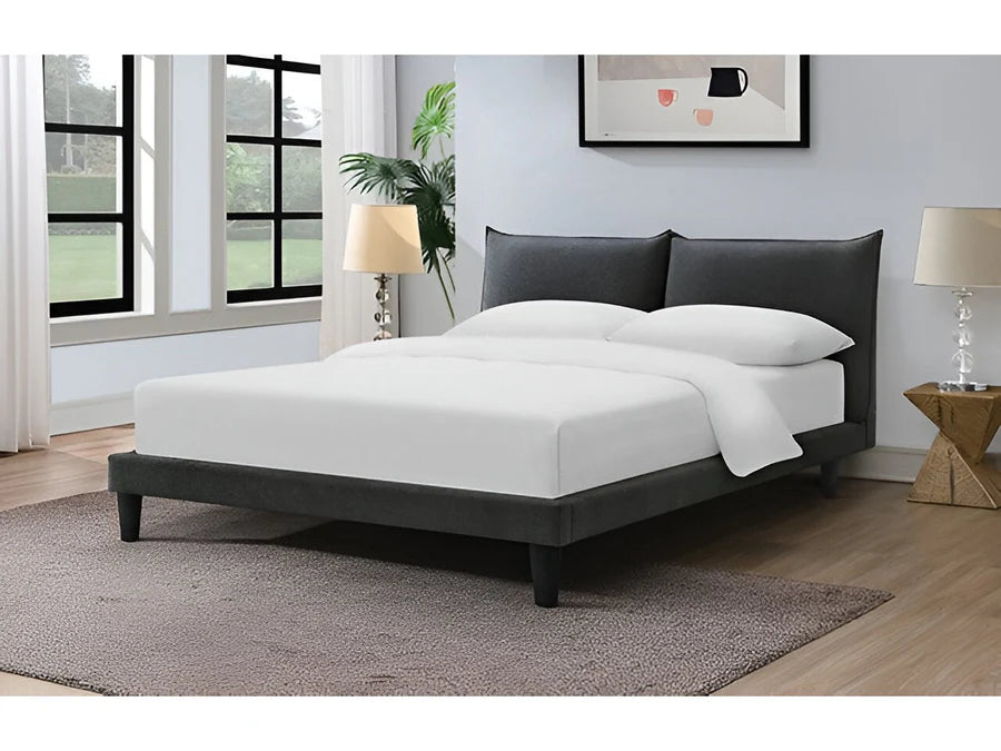 Verwood Gray Eastern King Bed | Contemporary Chenille Pillow Top Bed Frame | MidinMod