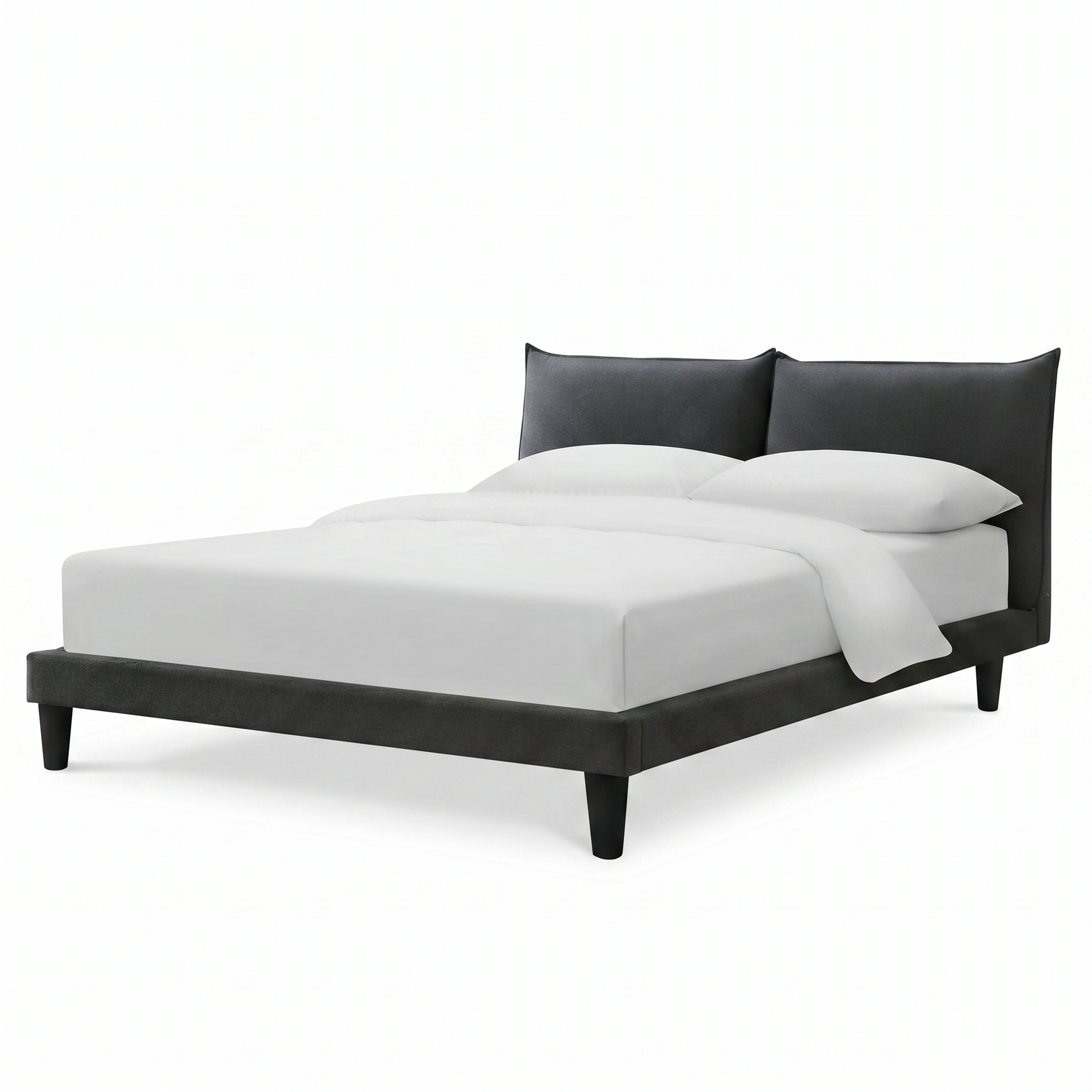 Verwood Gray Eastern King Bed | Contemporary Chenille Pillow Top Bed Frame | MidinMod