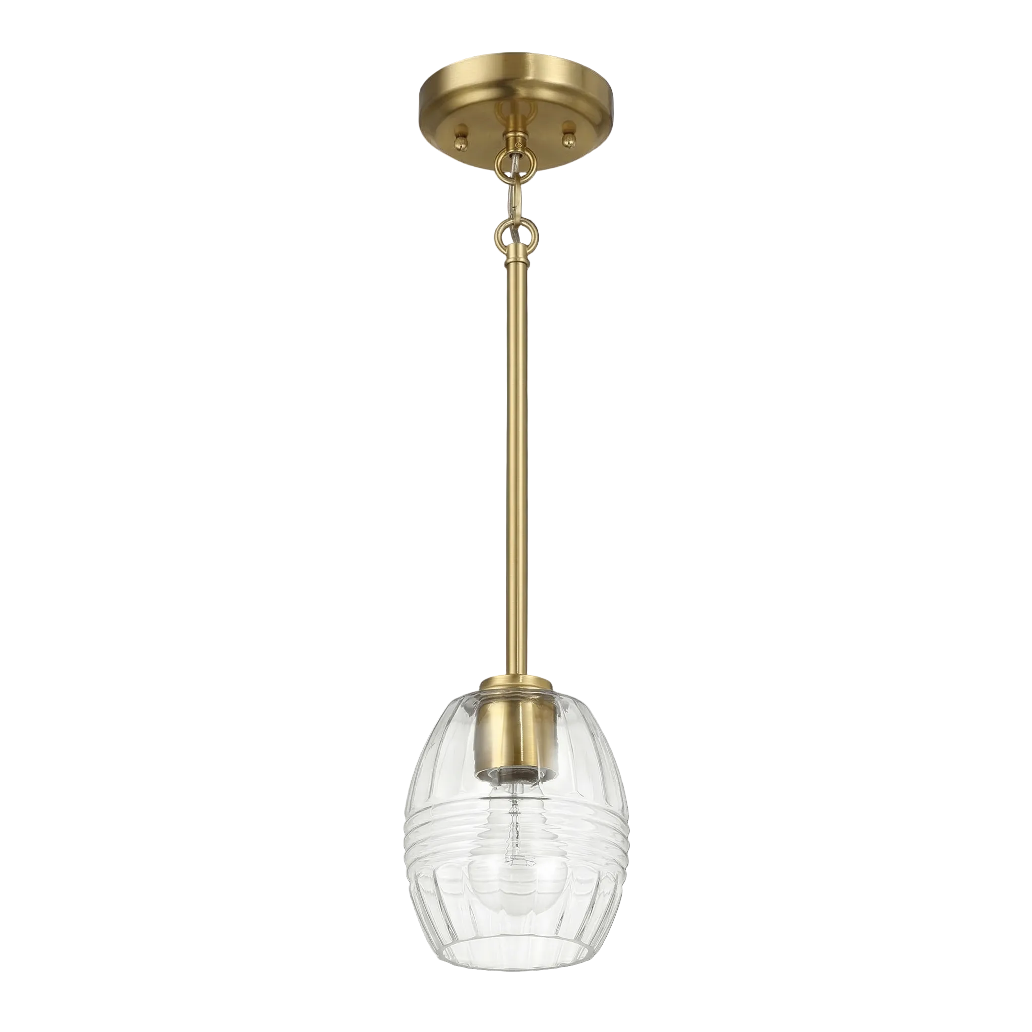 Vista Single Pendant Chain Hanging Light with Clear Glass - Satin Brass - MidinMod