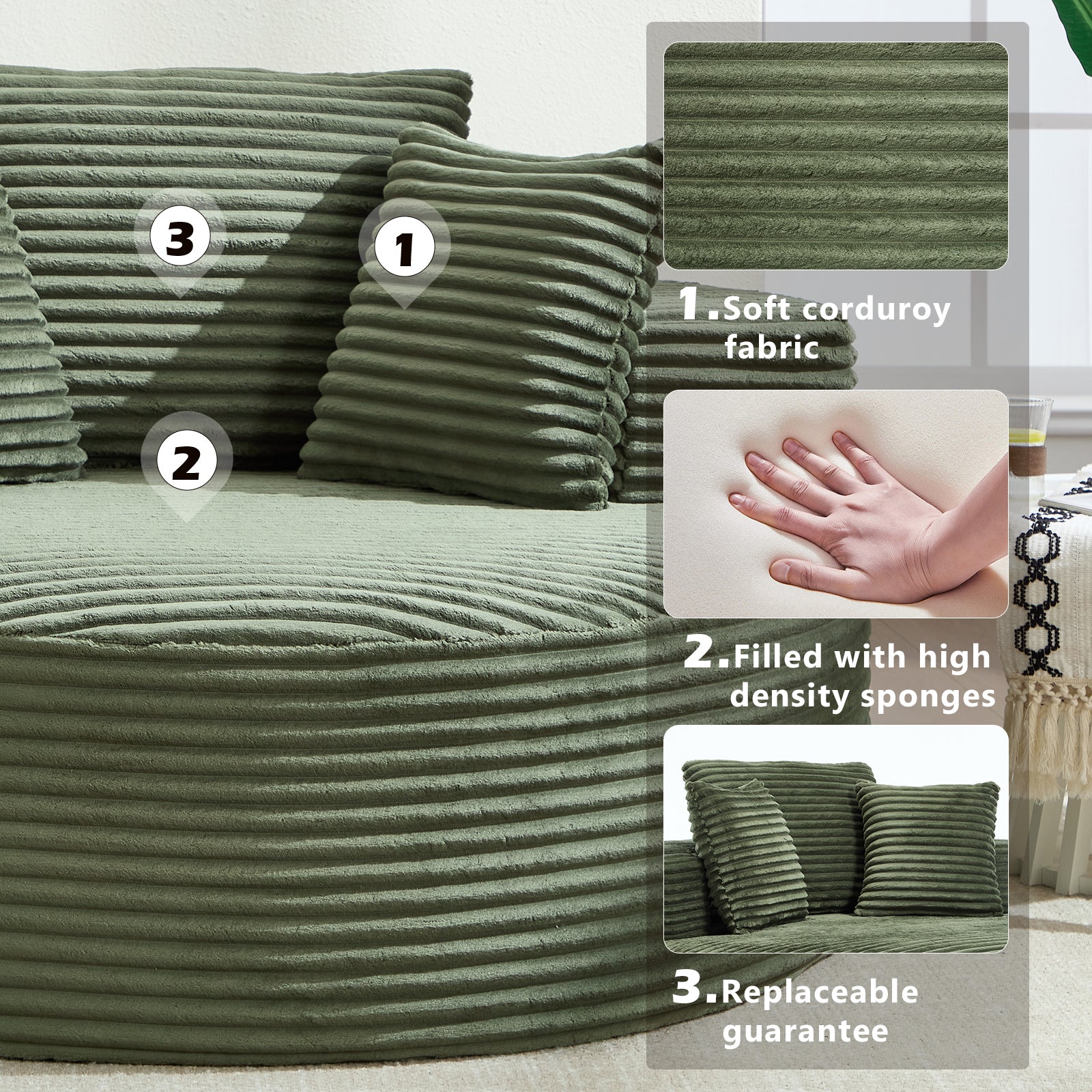 Modern Green Velvet Sofa Bed – Multifunctional Couch - MidinMod