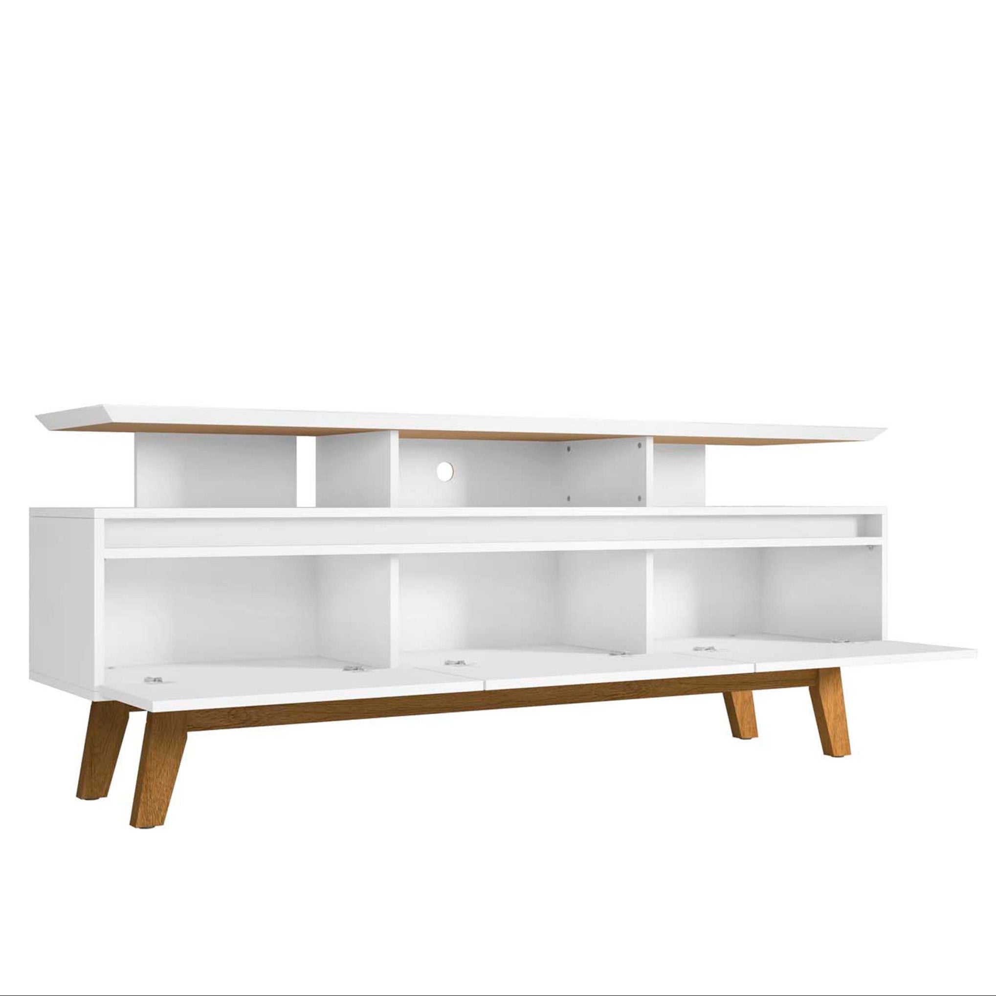 Yonkers Modern 70.86" White Solid Wood TV Stand | Streamlined Media Console | MidinMod