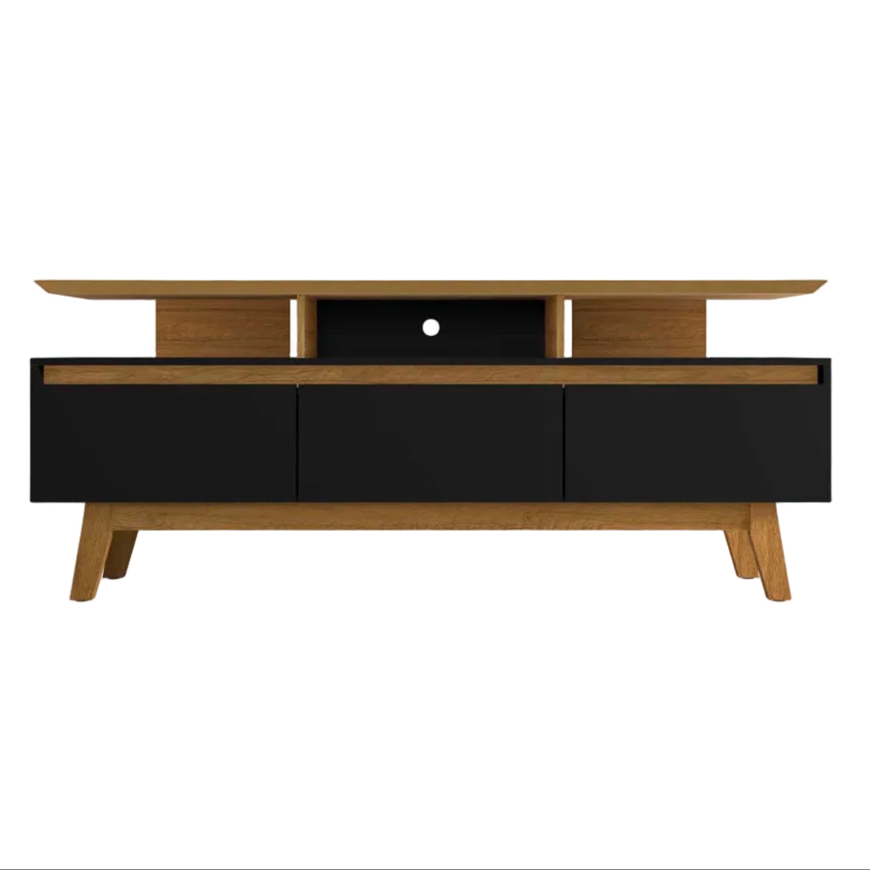 Yonkers Modern Black Solid Wood TV Stand | Streamlined Media Console | MidinMod