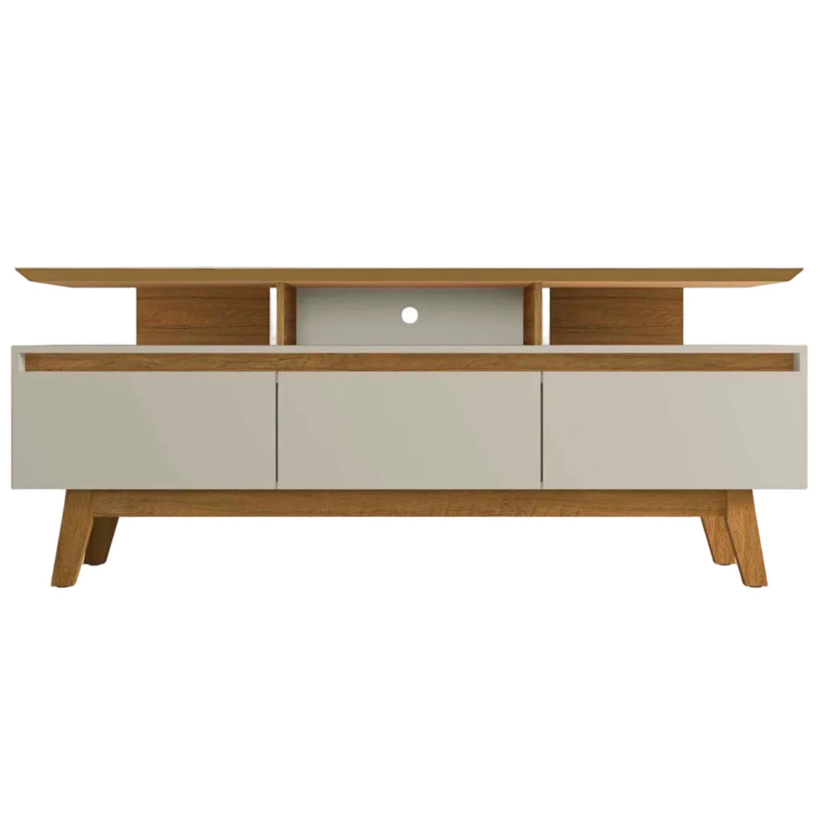 Yonkers Modern Off White Solid Wood TV Stand | Streamlined Media Console | MidinMod
