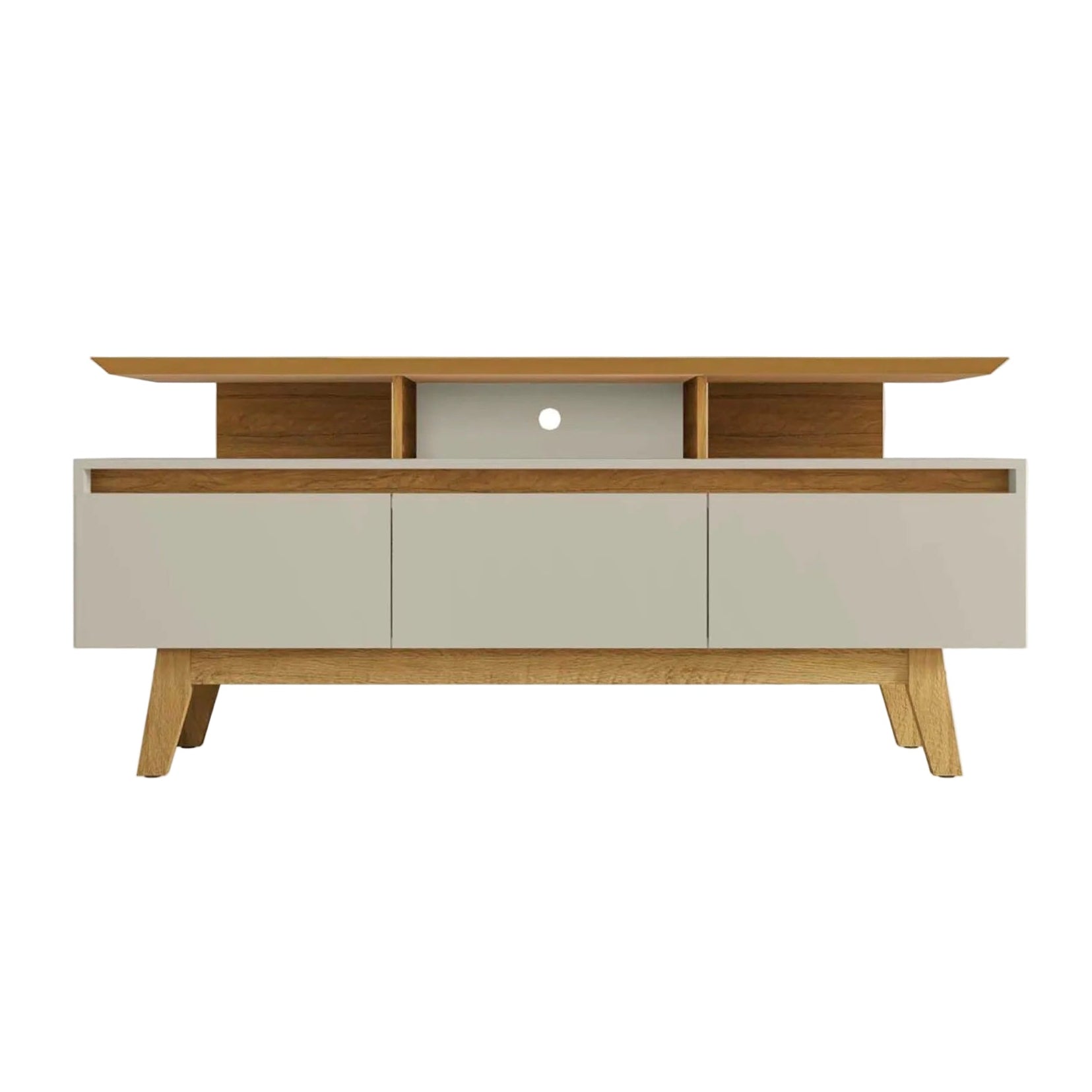 Yonkers Modern Off White Solid Wood TV Stand | Streamlined Media Console | MidinMod