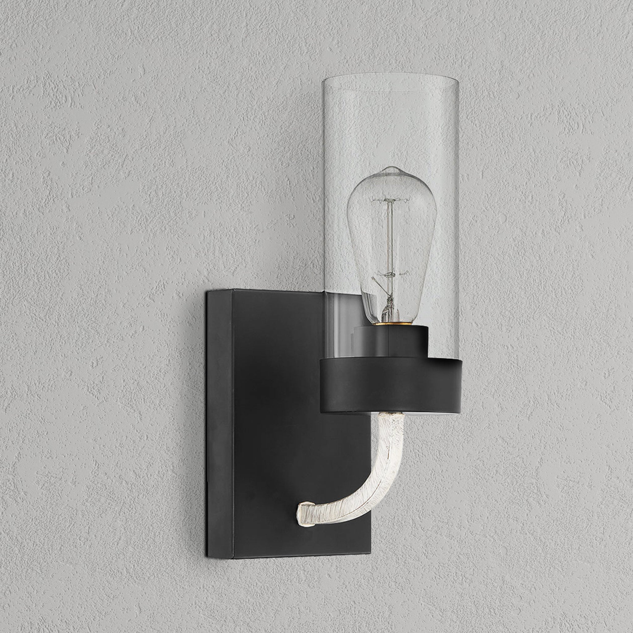 Zephyr Single Light Sconce With Clear Glass Metal Black Finish - MidinMod