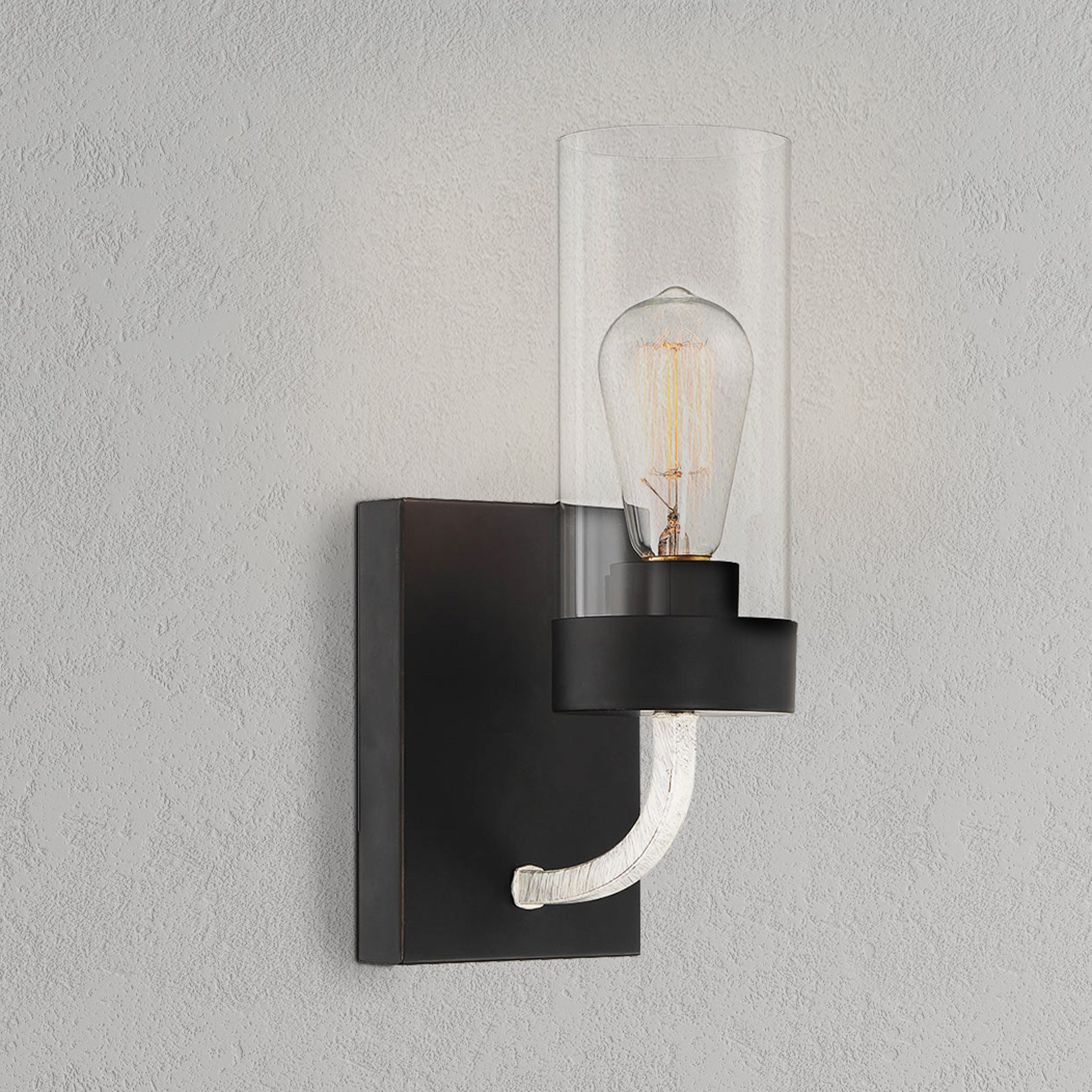 Zephyr Single Light Sconce With Clear Glass Metal Black Finish - MidinMod